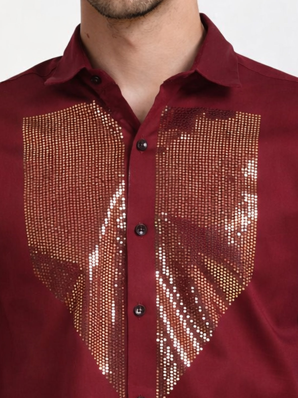 Men's Maroon Shield Stone Work