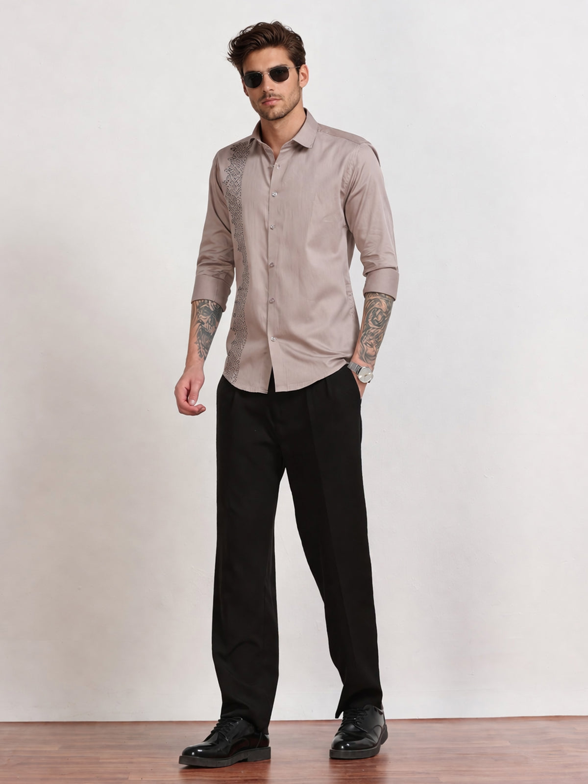 Men's Beige Embroidery