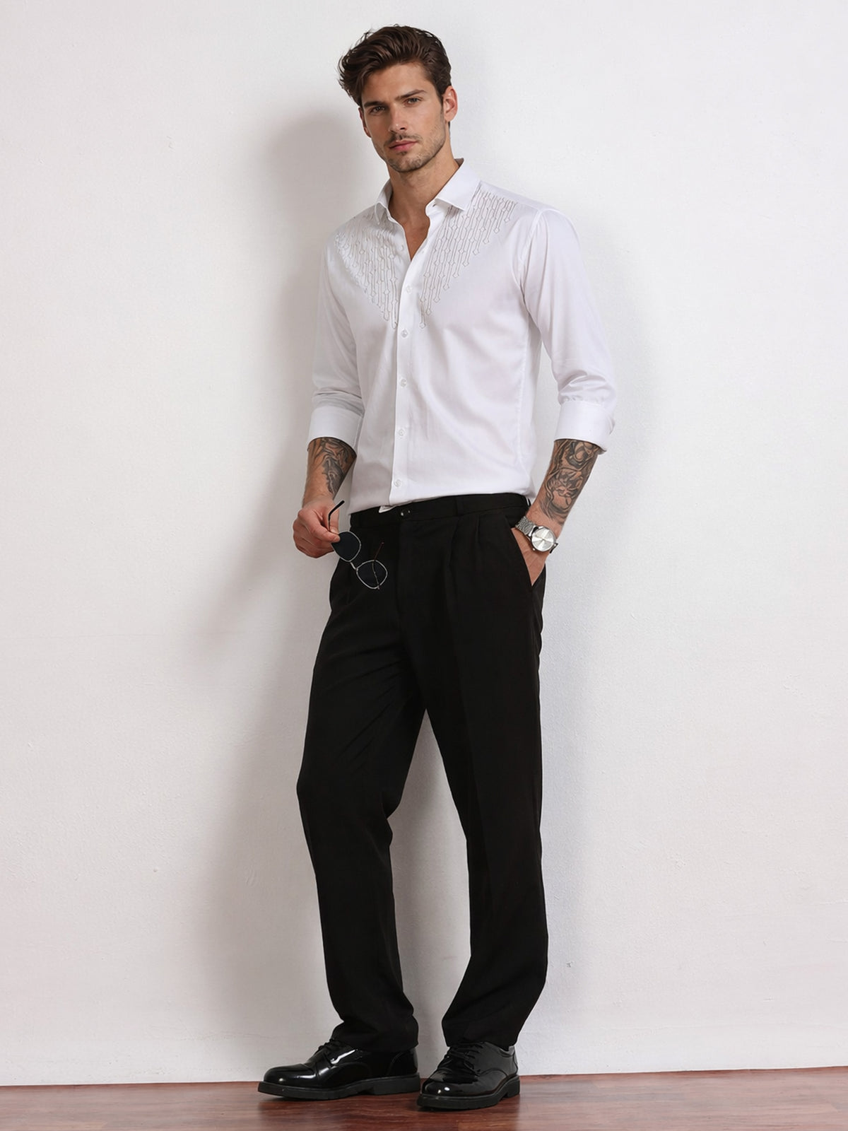 Men's White Stone Work
