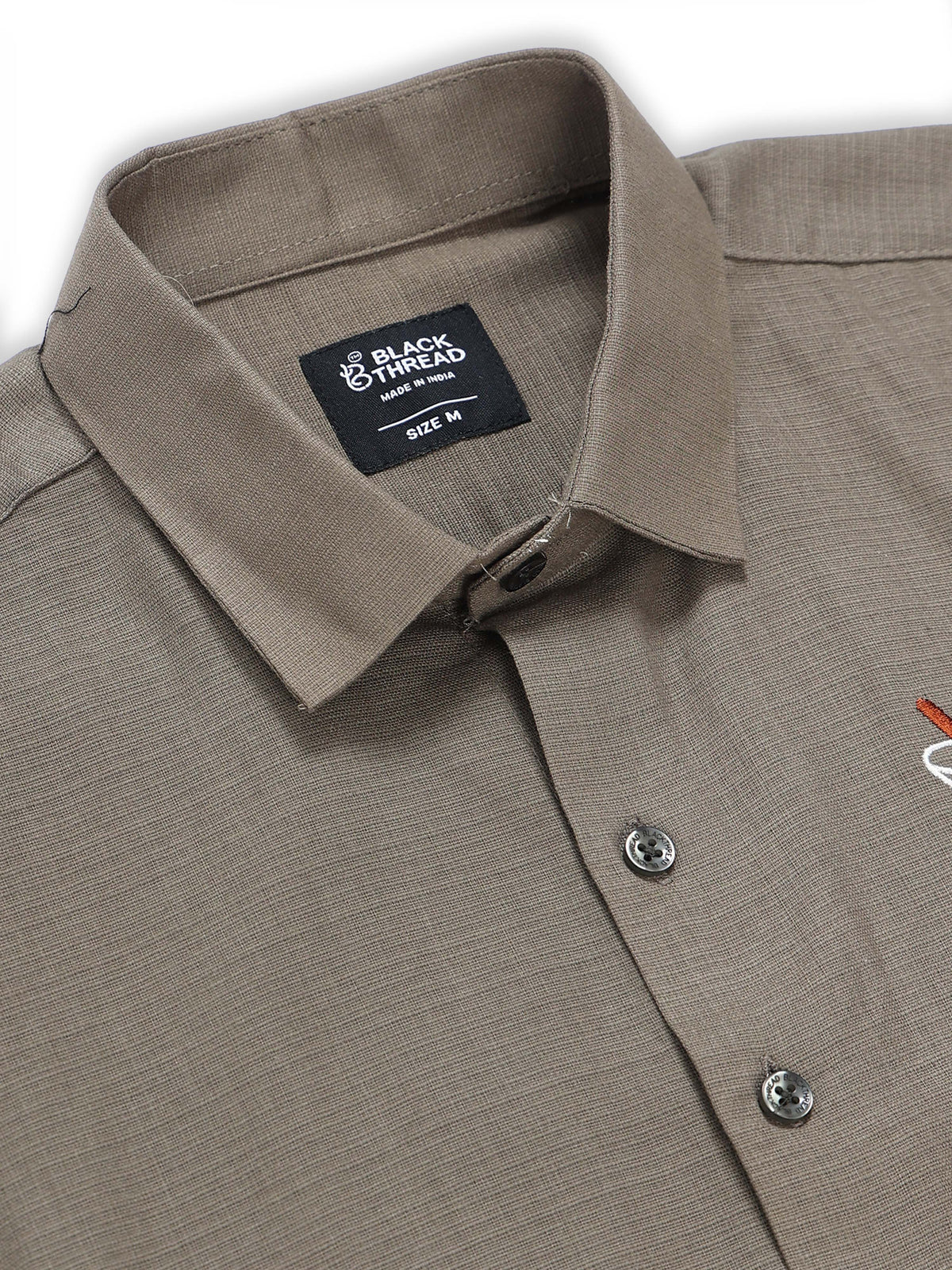 Men's Linen Olive Green Cocktail Glass Embroidery