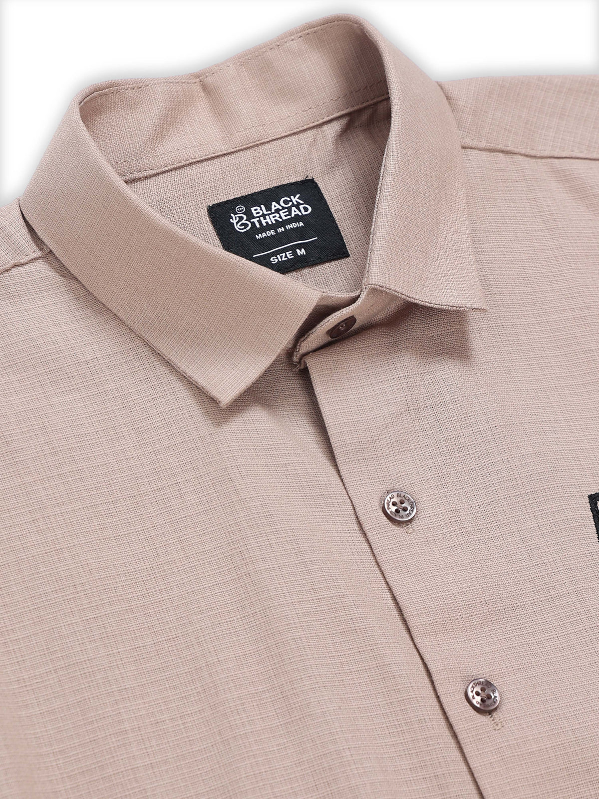 Men's Linen Beige Whiskey Glass Embroidery