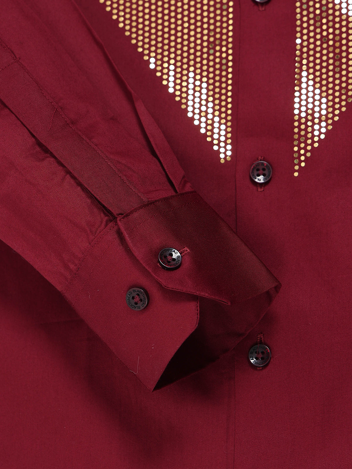 Men's Maroon Shield Stone Work