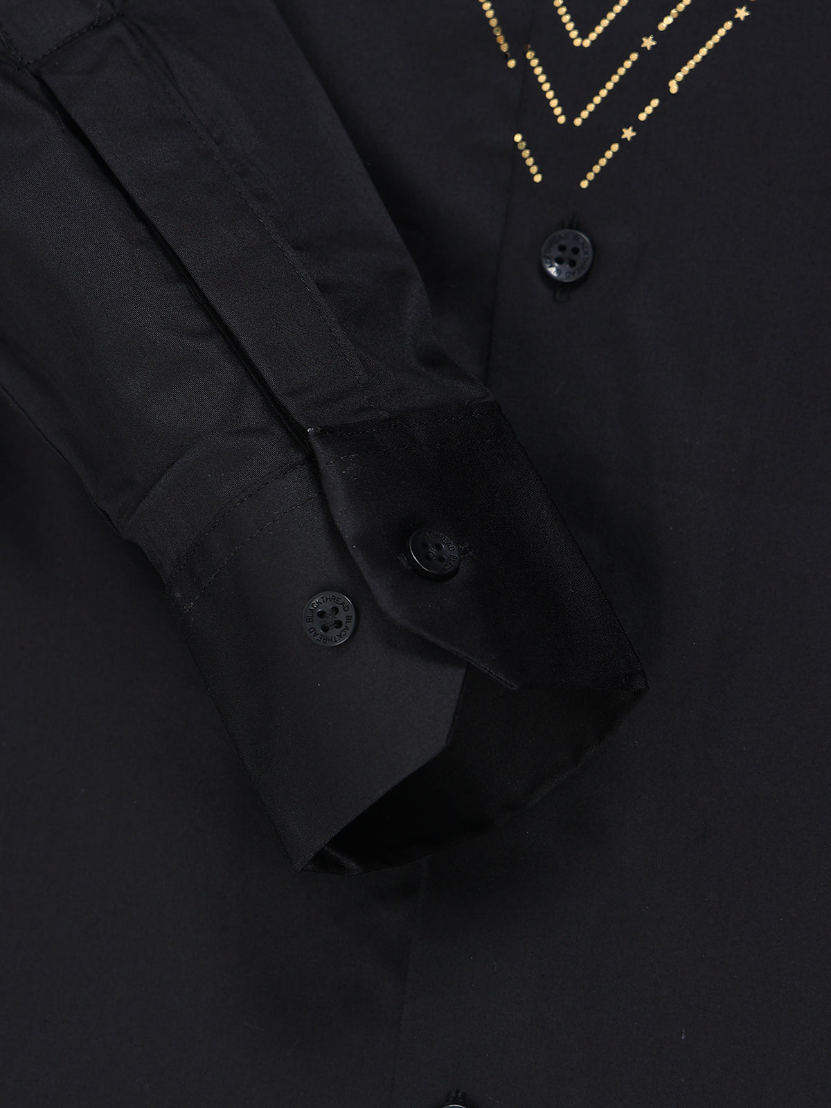 Men's Black Gold Stripe Stone Work