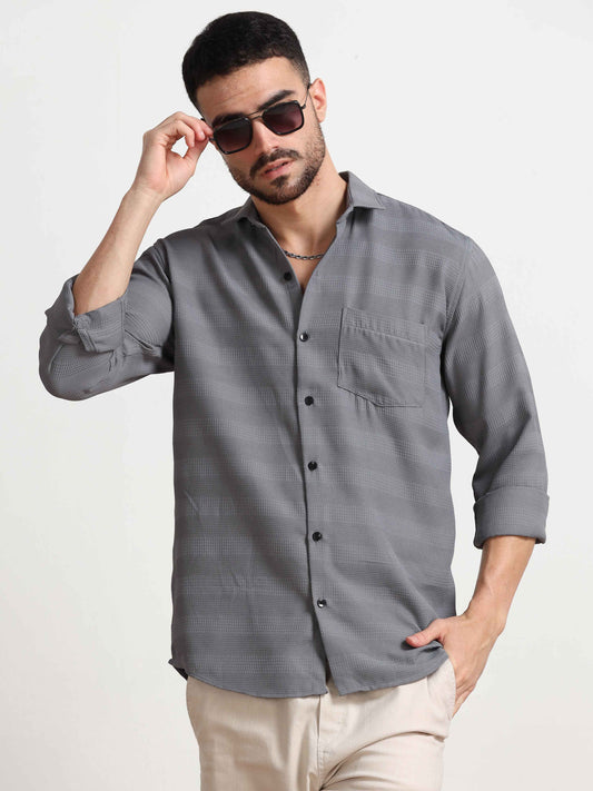 Grey Textured Shirt for Men