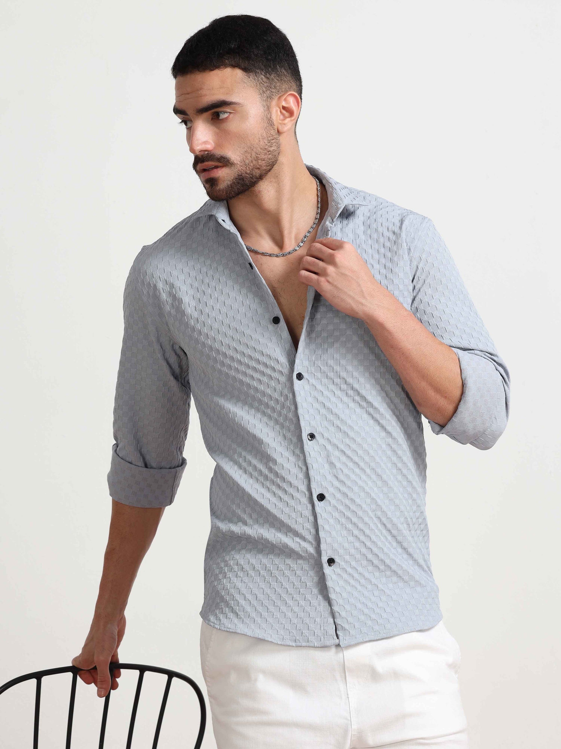 Grey Check Shirt for Men