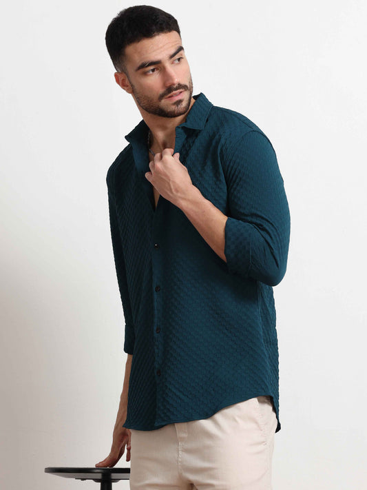 Checked Teal Color Shirt for Men