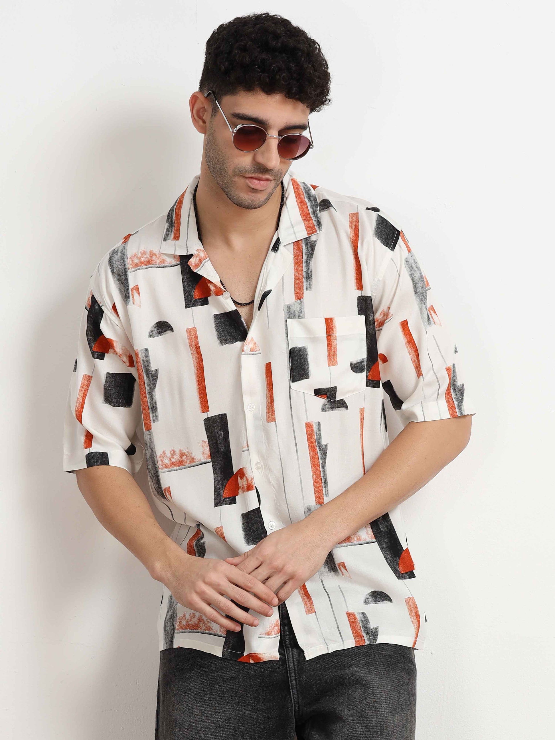 Orange printed Shirt for men