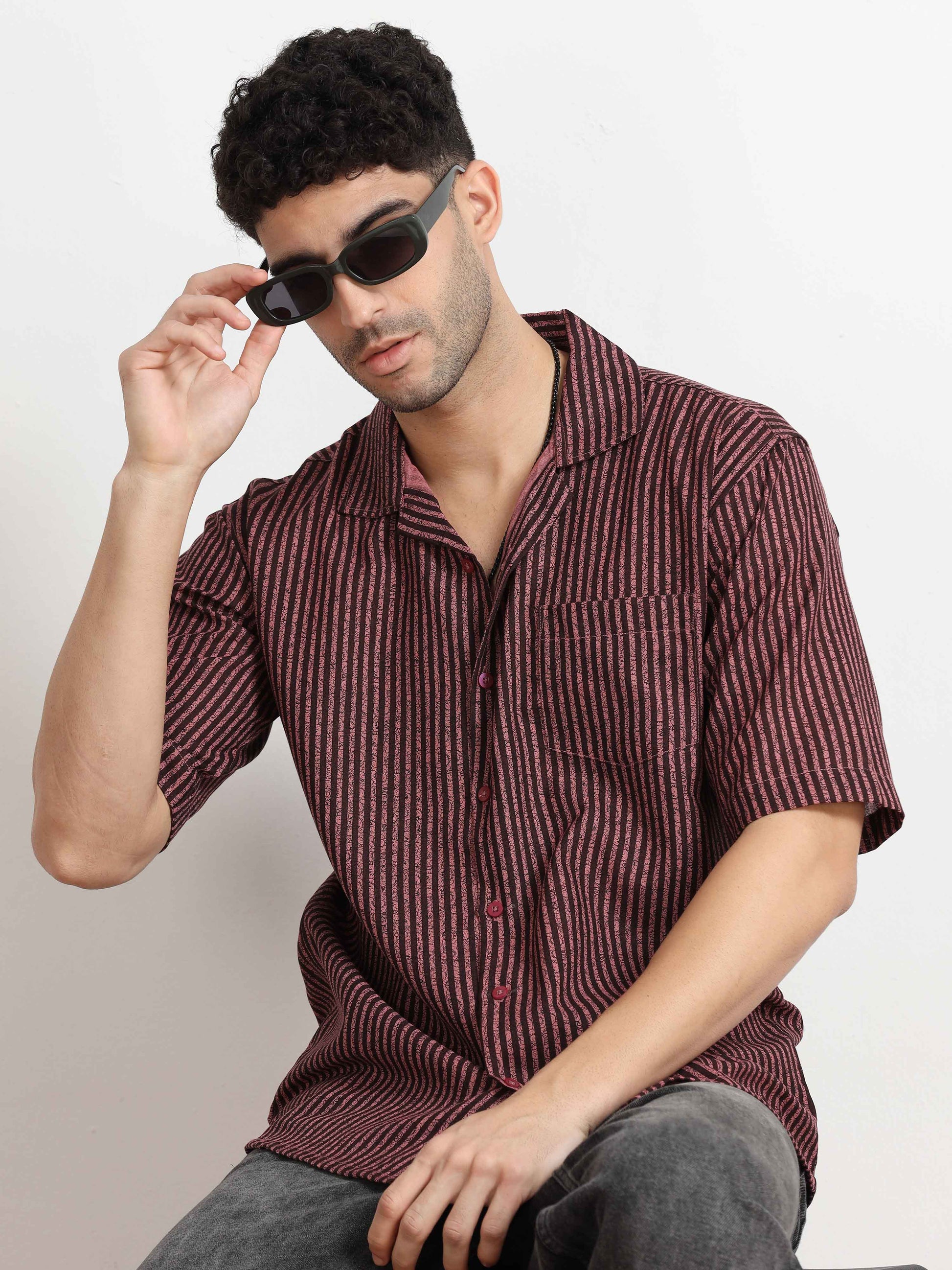 Paisley Design Oversized Striped Printed shirt for men