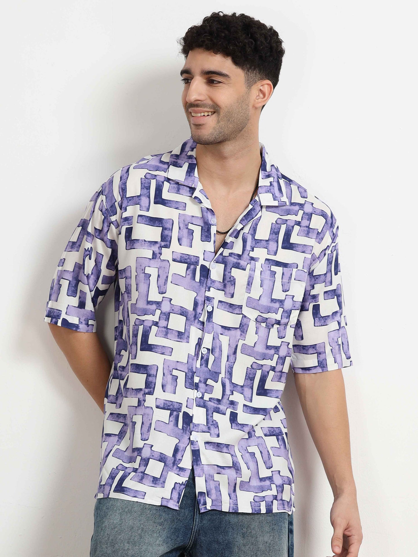 Abstract lavender color shirt for men