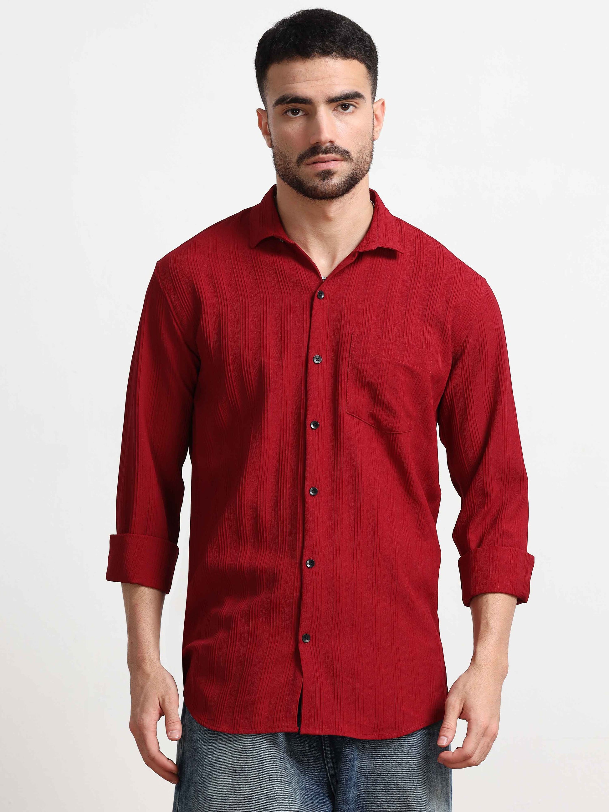 Bright Red Popcorn Shirt for Men