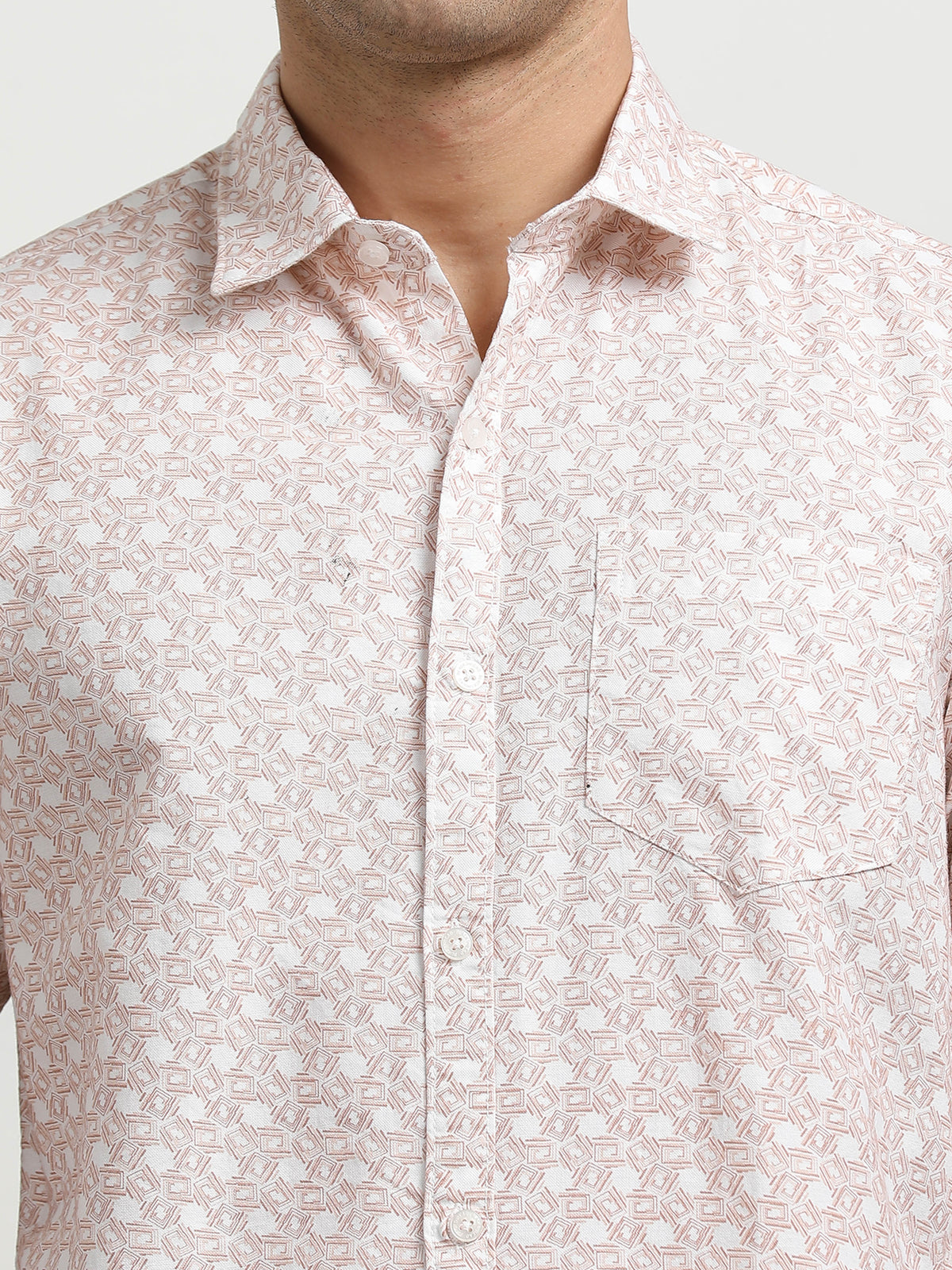 Men’s Light Pink Floral Printed Slim Fit Casual Shirt By Black Thread