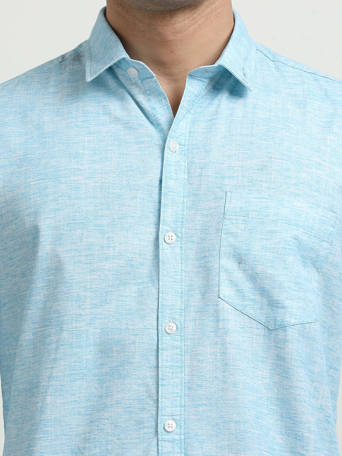 Men’s Light Blue Textured Slim Fit Casual Shirt By Black Thread