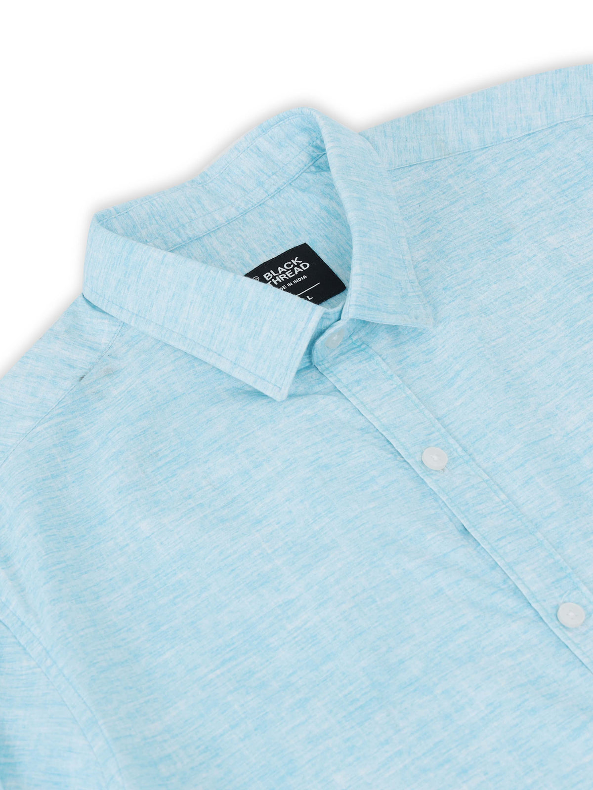 Men’s Light Blue Textured Slim Fit Casual Shirt By Black Thread