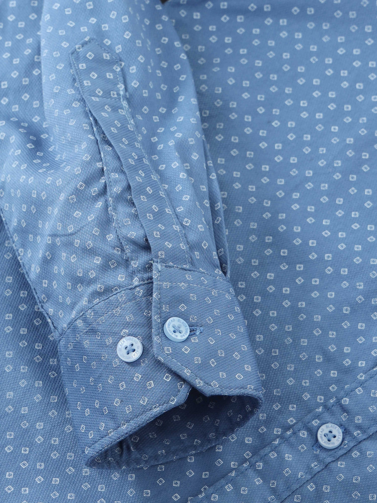 Men’s Blue Micro Printed Slim Fit Casual Shirt By Black Thread