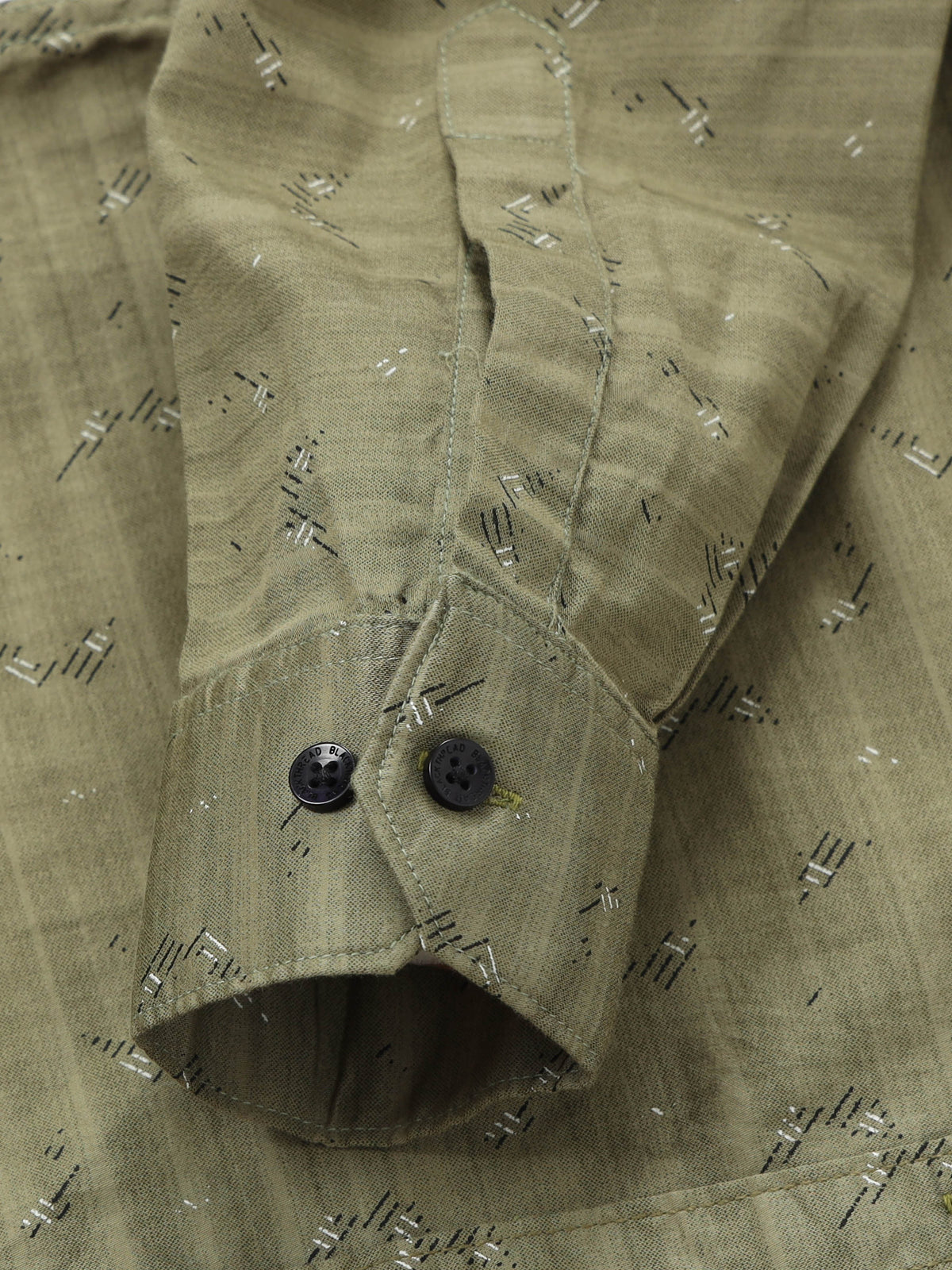 Men’s Olive Green Micro Printed Slim Fit Casual Shirt By Black Thread