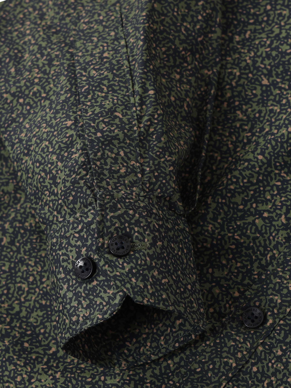 Men’s Dark Green Micro Printed Slim Fit Casual Shirt By Black Thread