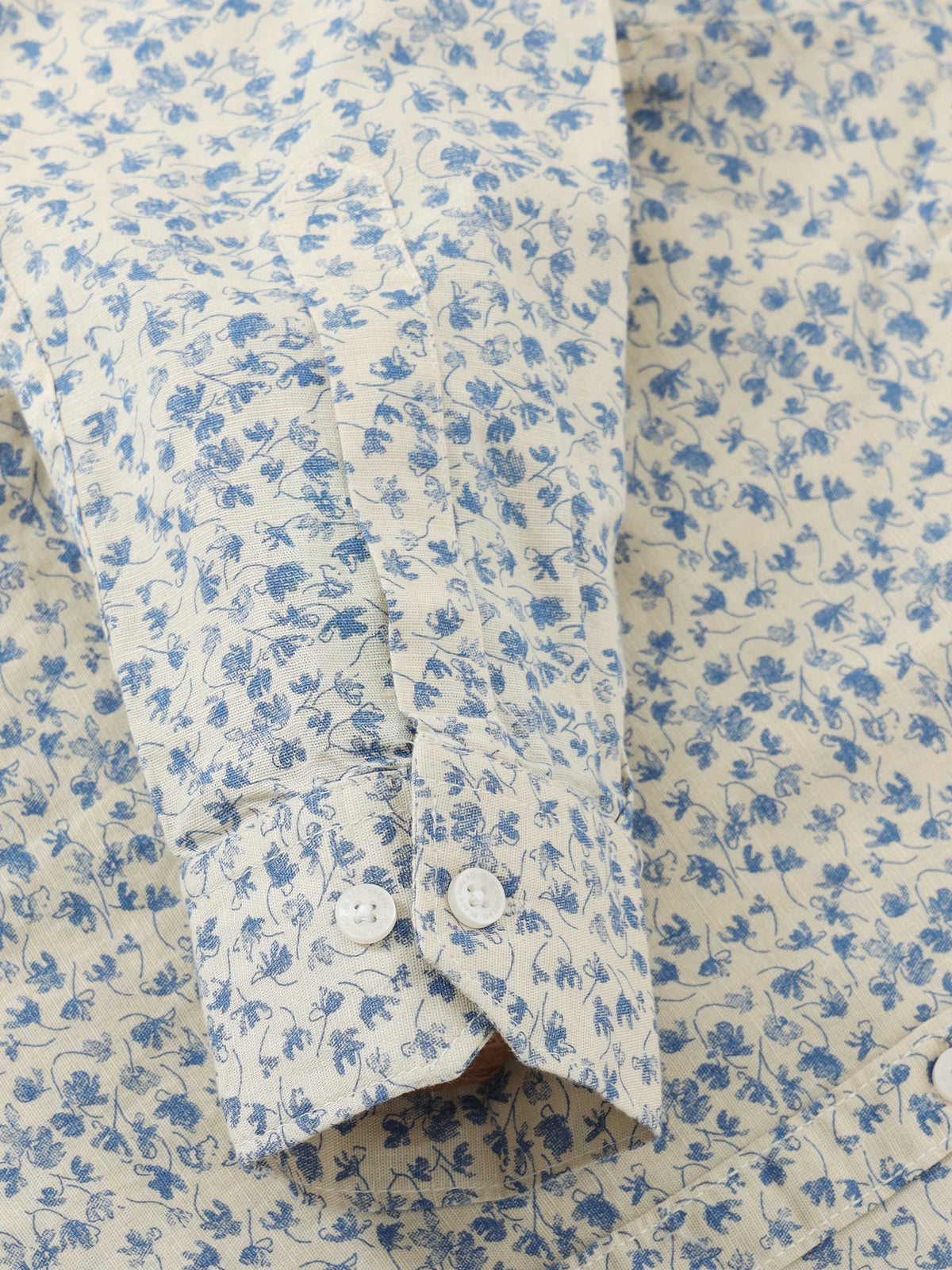 Men’s Cream & Blue Floral Printed Slim Fit Casual Shirt By Black Thread