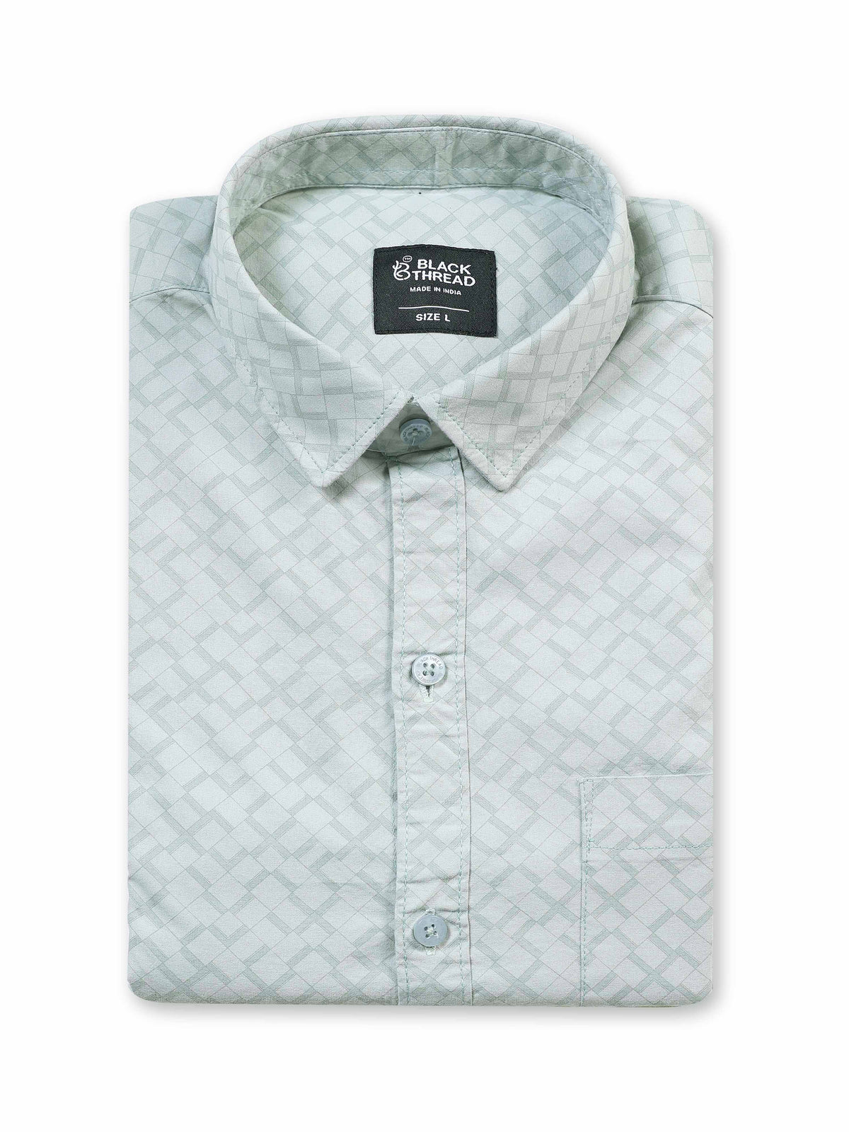 Men’s Light Grey Subtle Printed Slim Fit Casual Shirt By Black Thread