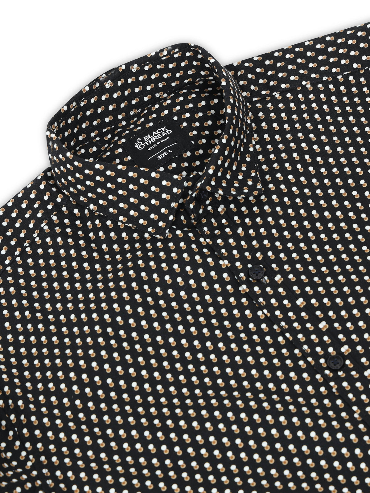 Men’s Black Geometric Printed Slim Fit Casual Shirt By Black Thread