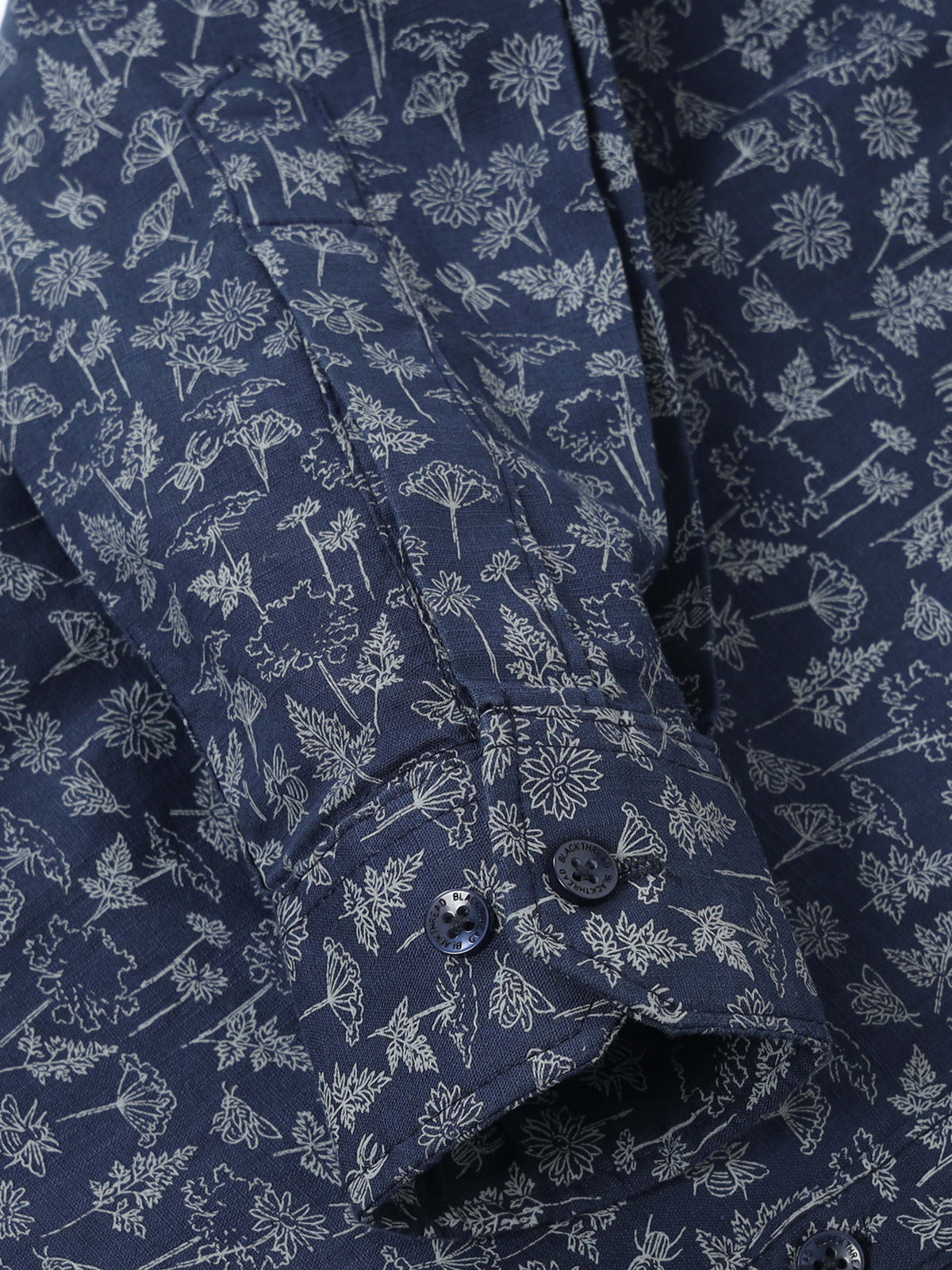 Men’s Navy Blue Floral Printed Casual Shirt By Black Thread