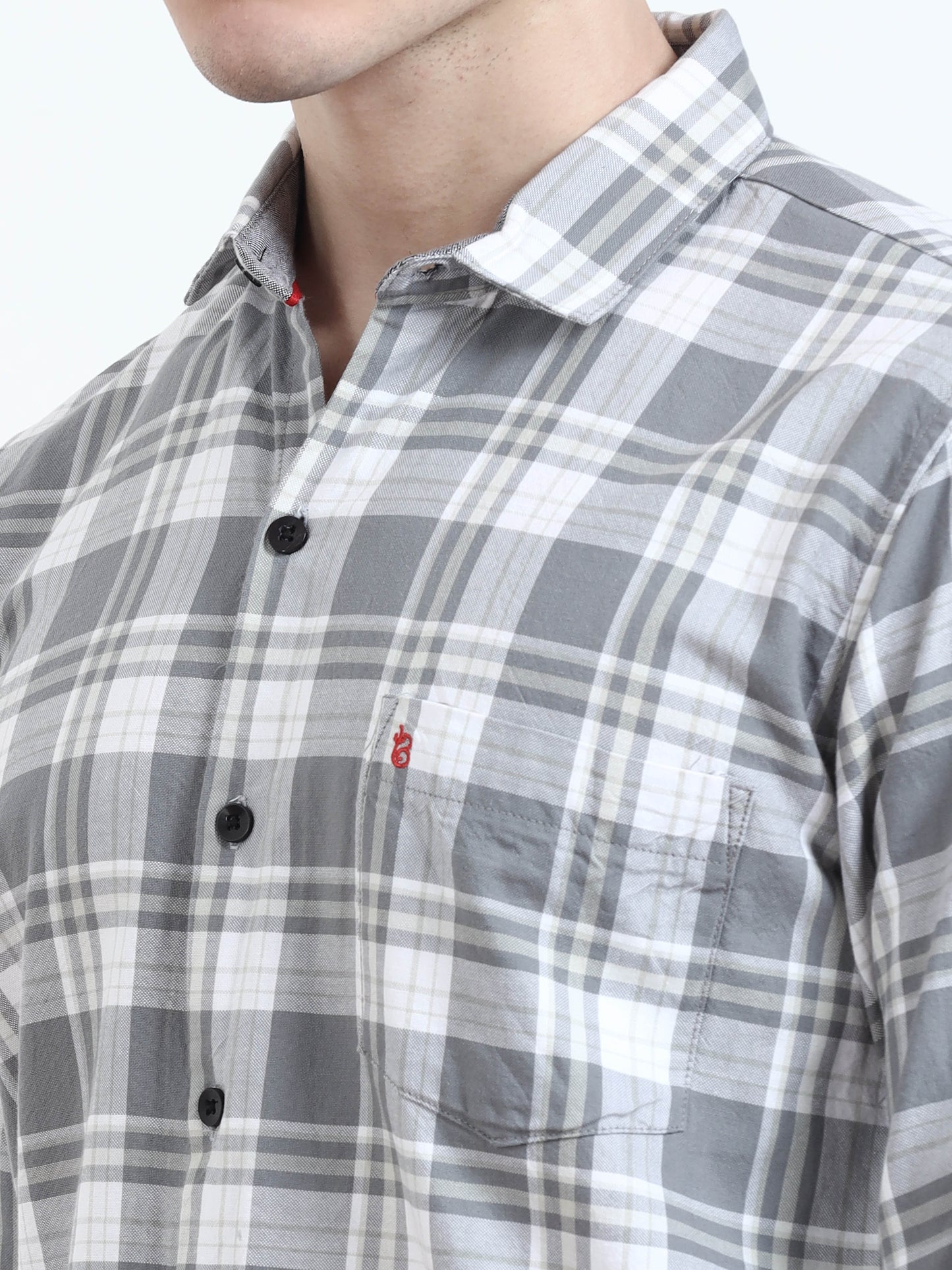 Classic Grey And White Check Shirt​ For Men 