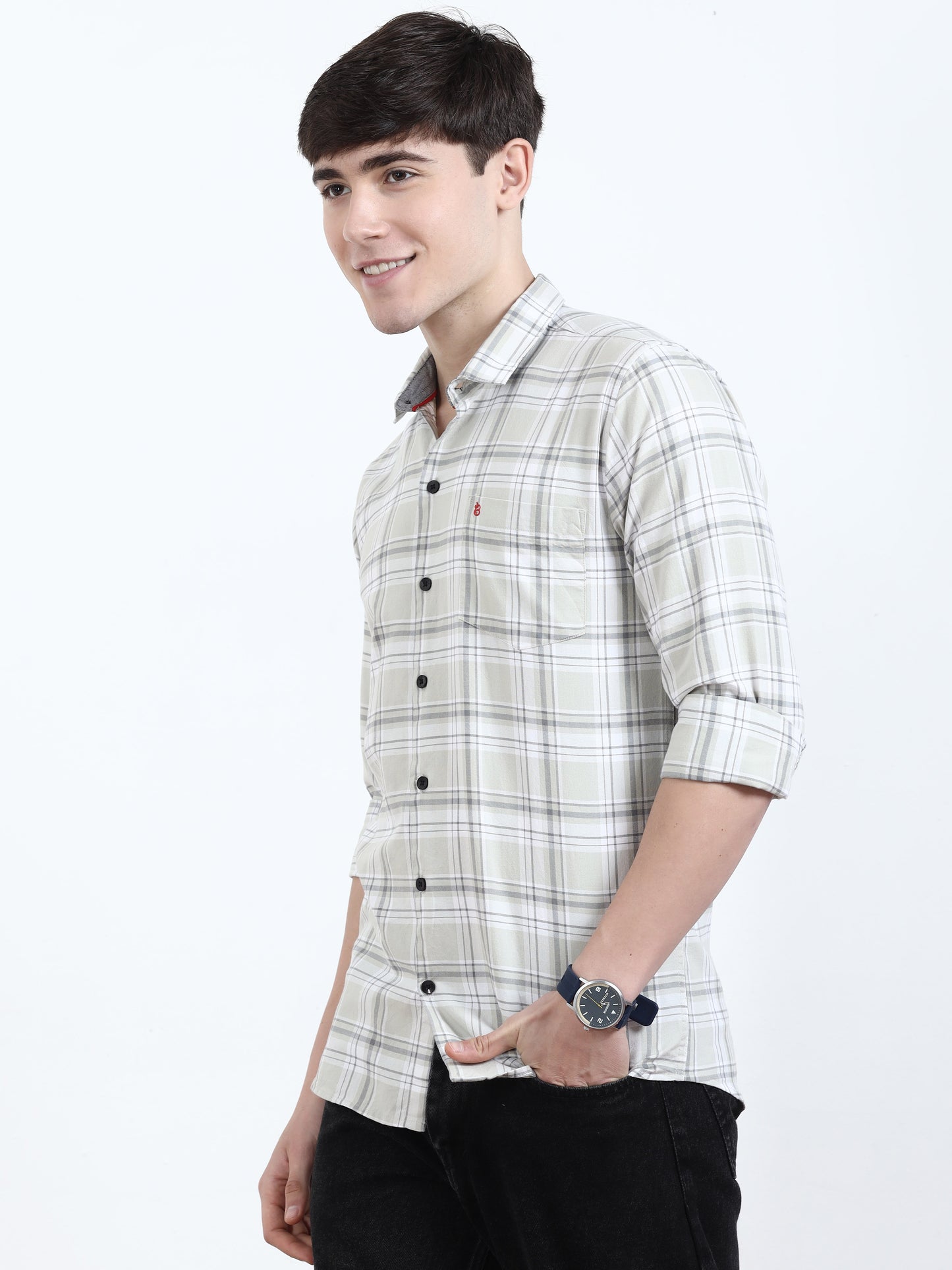 Classic Timewolf White Check Shirt​ For Men 