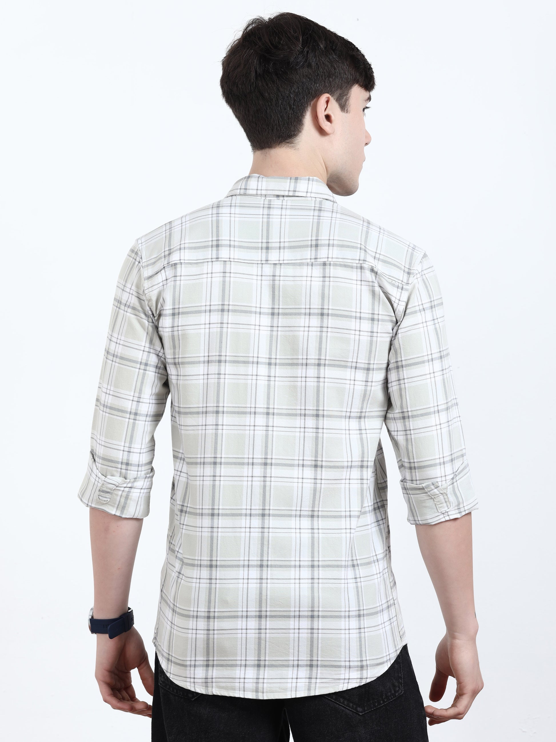 Classic Timewolf White Check Shirt​ For Men 