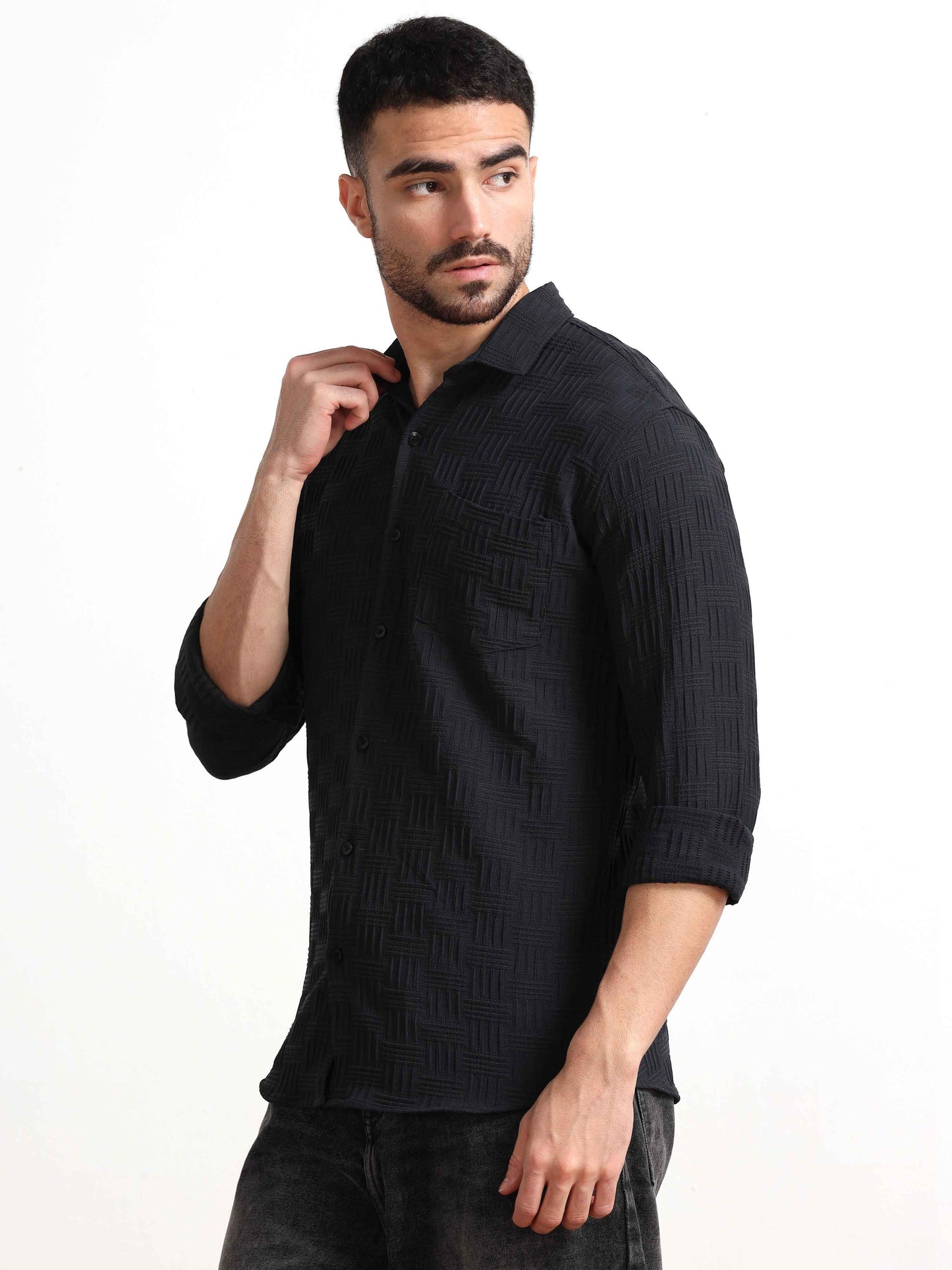 Fabric Texture Black Bricks Shirt For Men