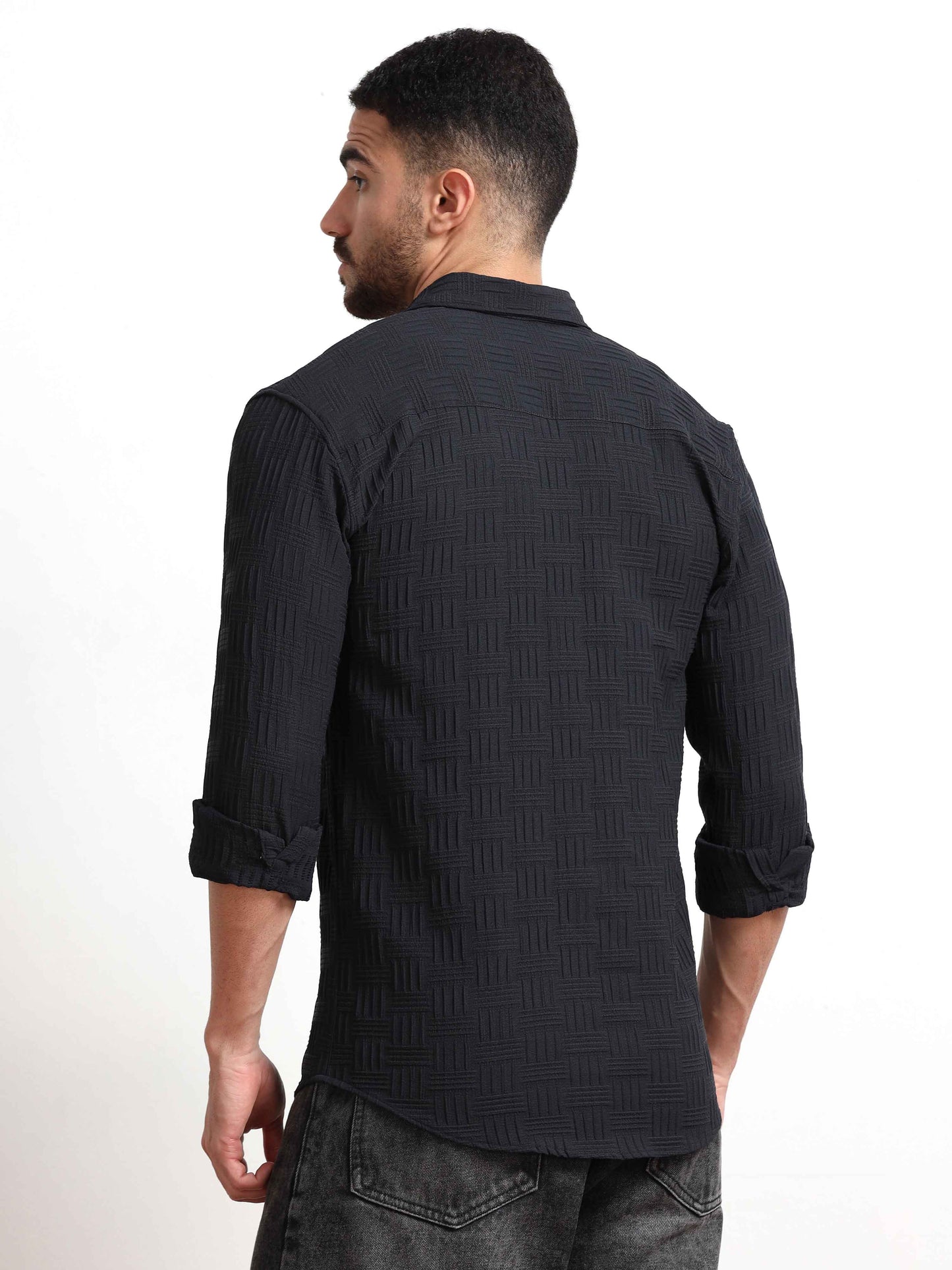 Fabric Texture Black Bricks Shirt For Men