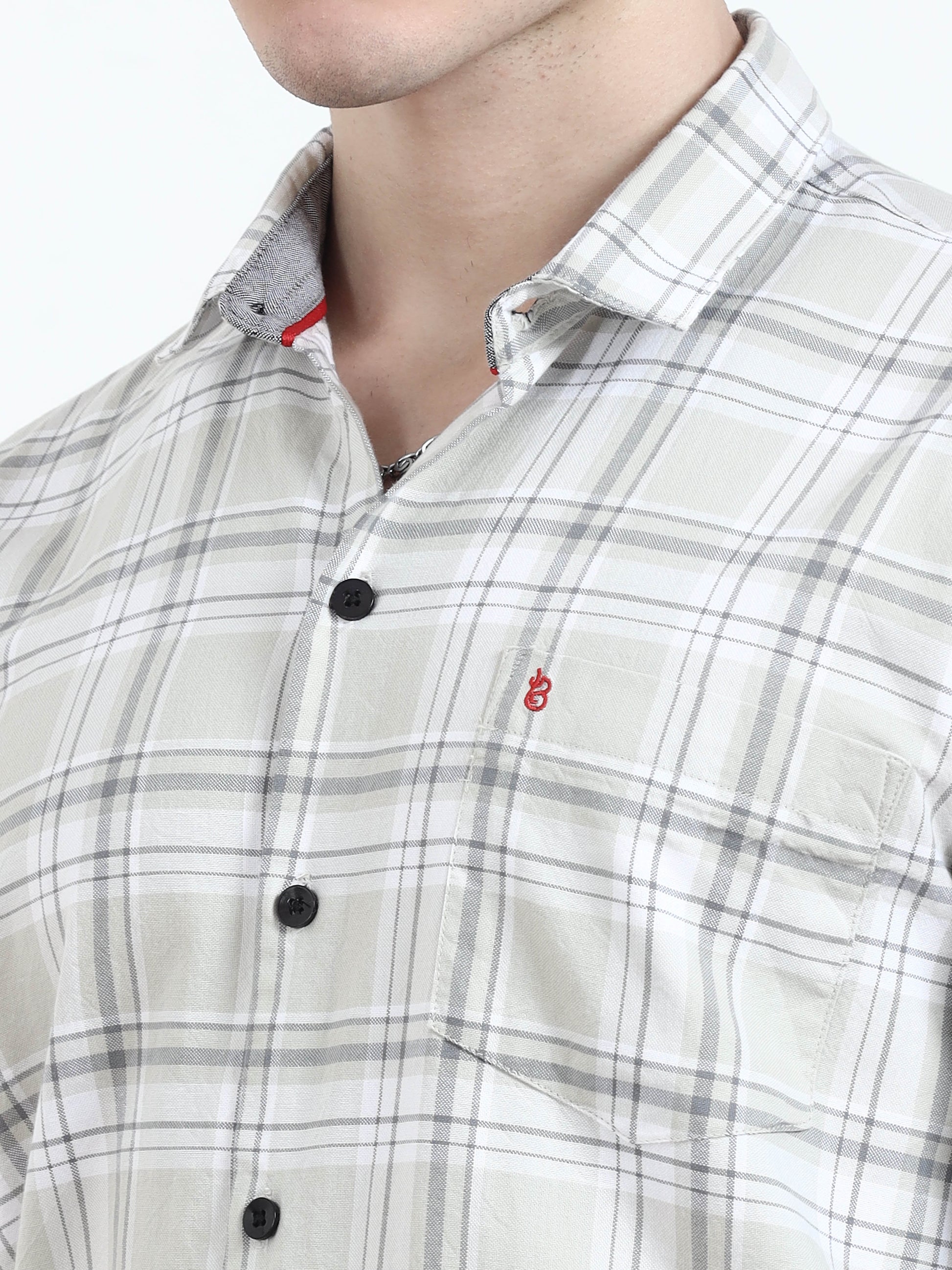 Classic Timewolf White Check Shirt​ For Men 