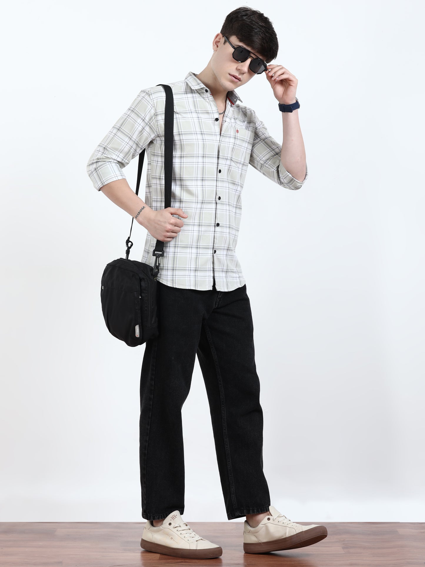 Classic Timewolf White Check Shirt​ For Men 