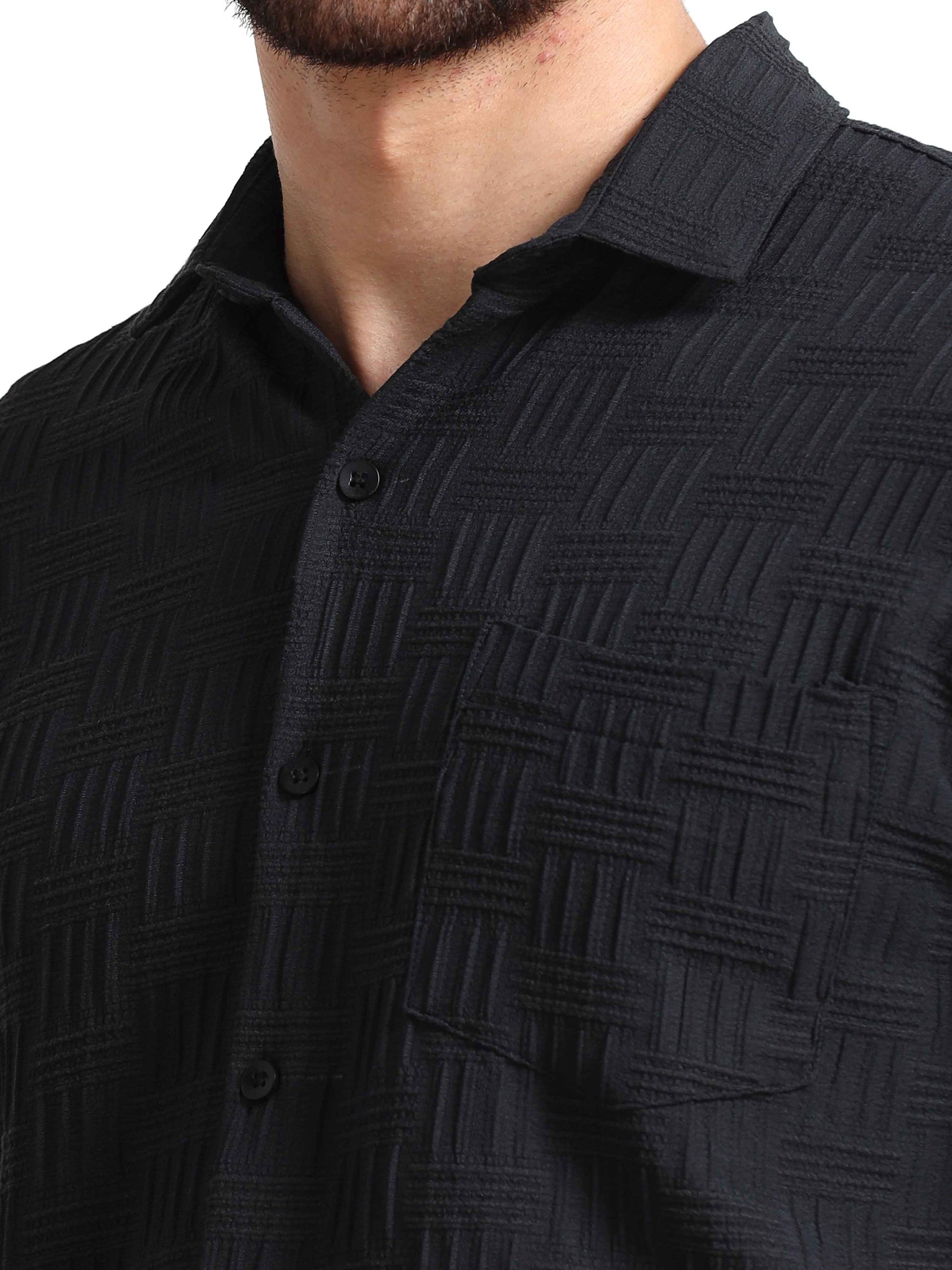 Fabric Texture Black Bricks Shirt For Men