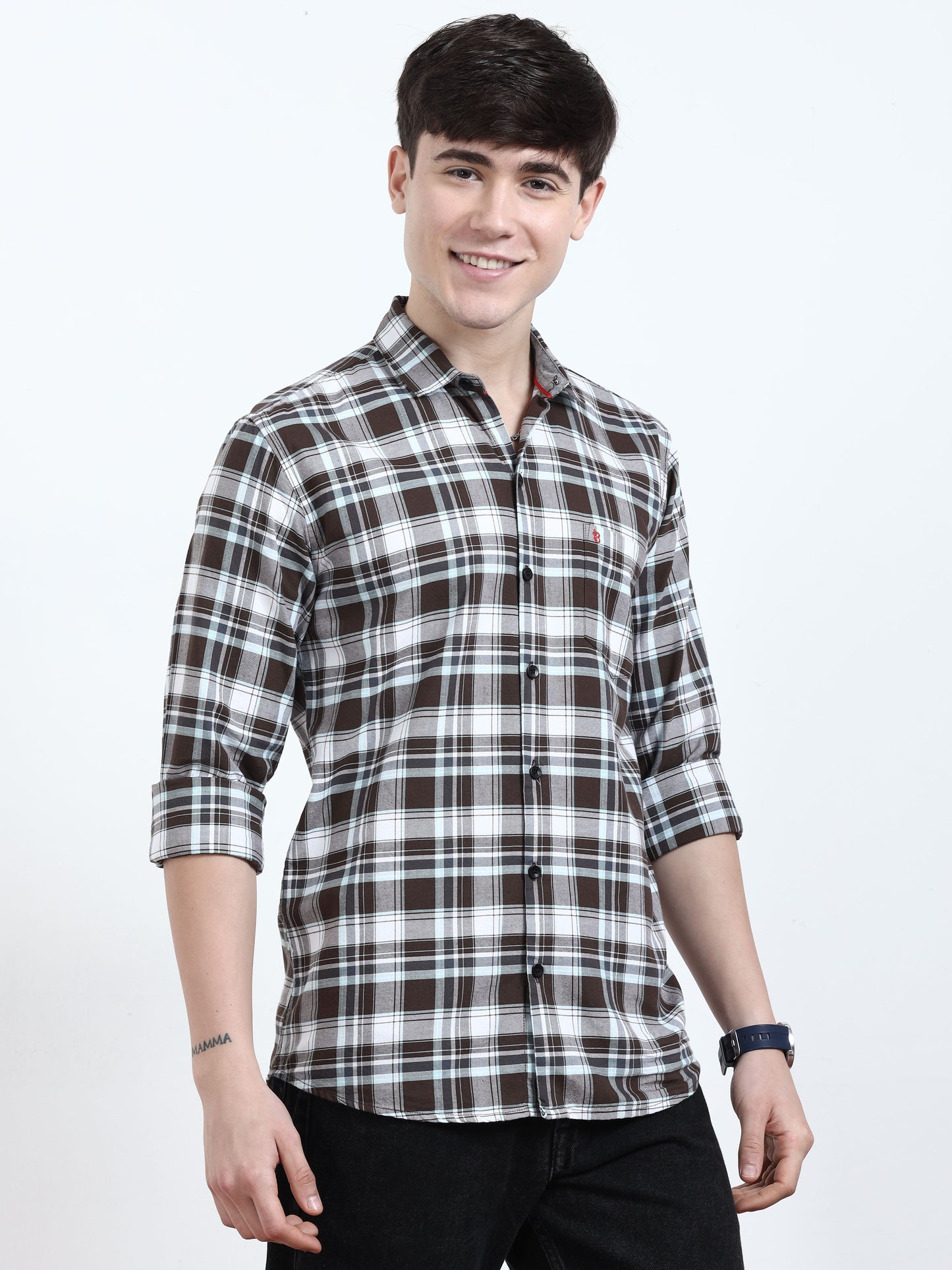 Classic Thunder White Check Shirt Mens