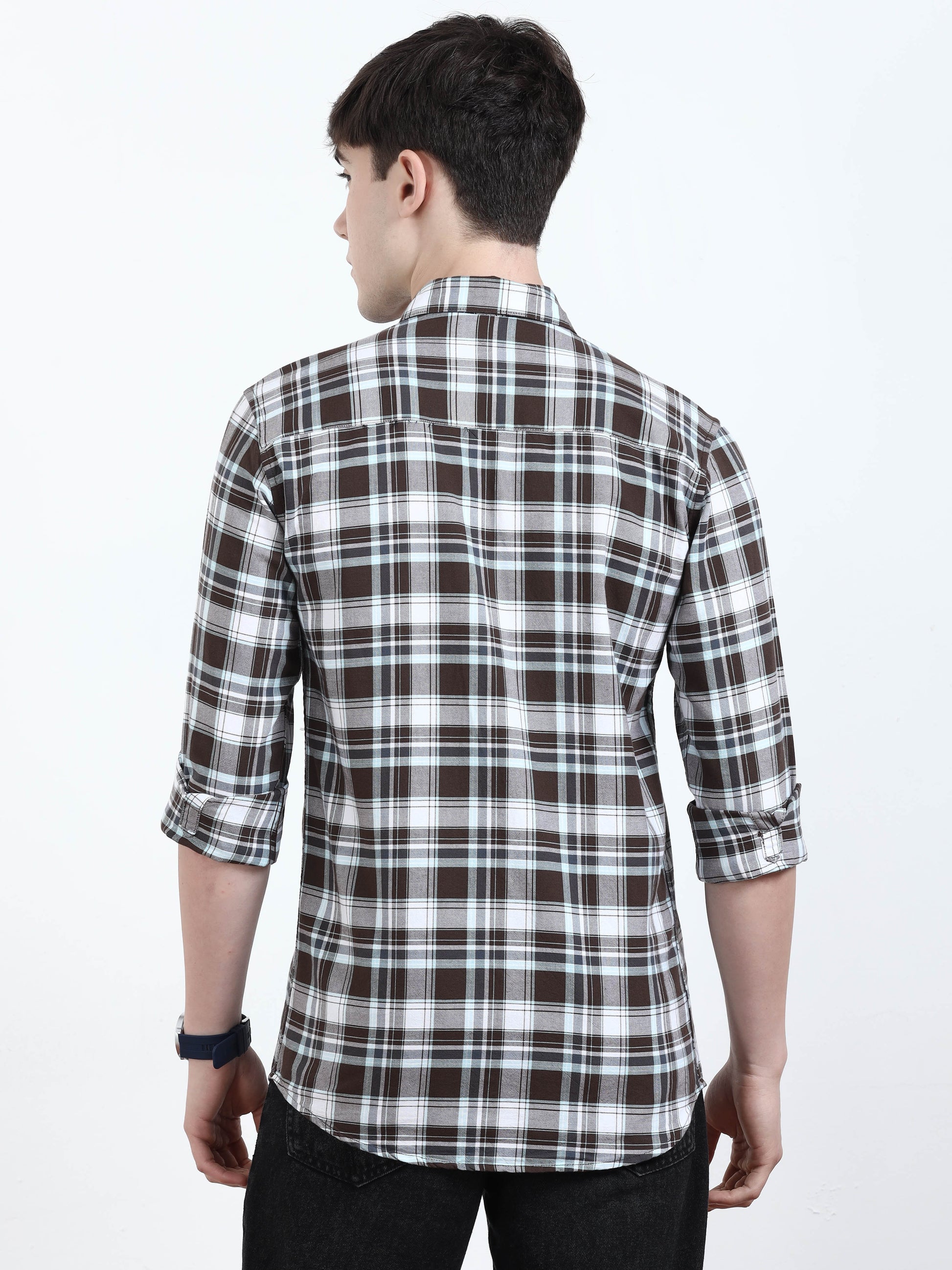 Classic Thunder White Check Shirt Mens