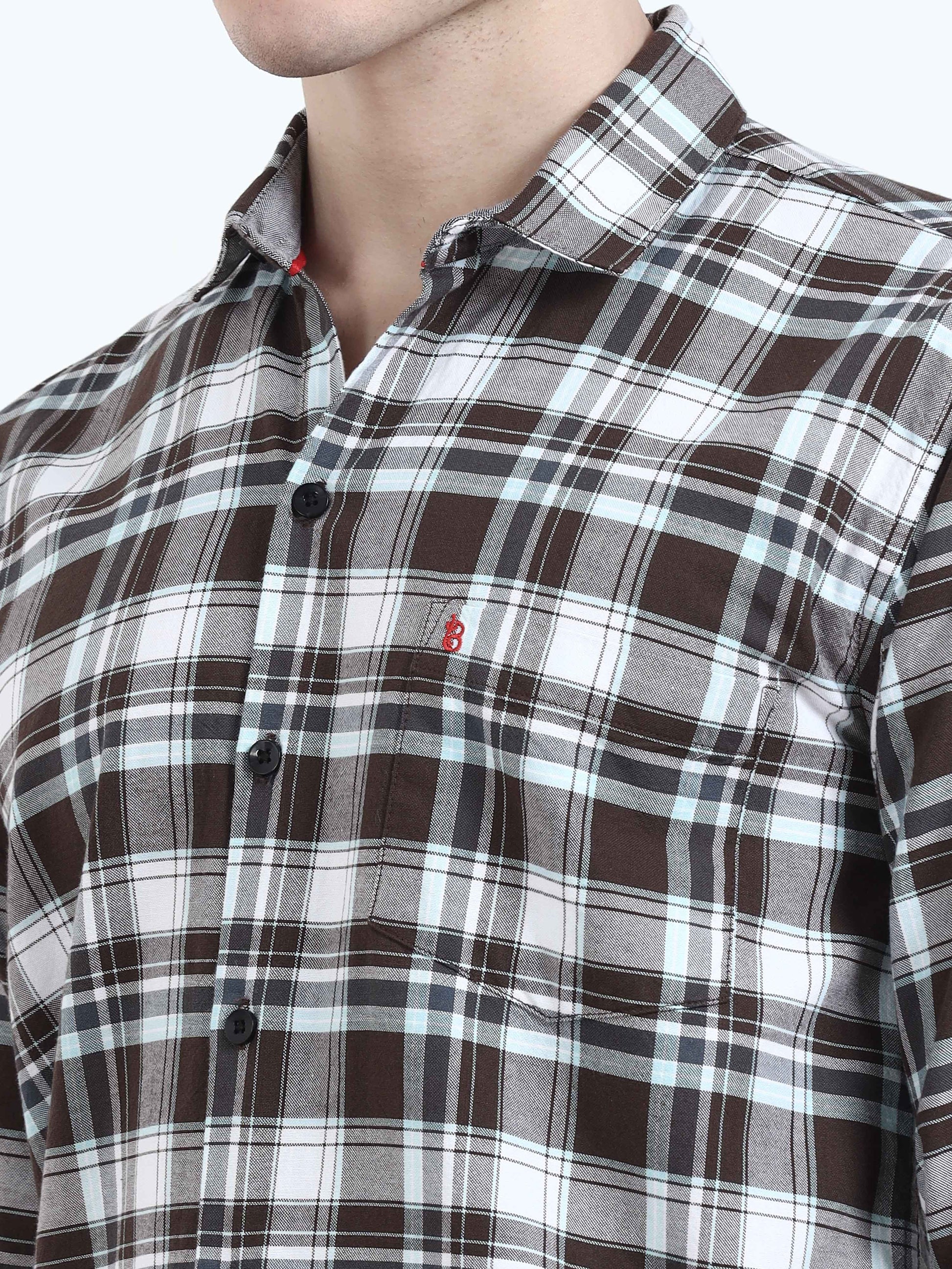 Classic Thunder White Check Shirt Mens