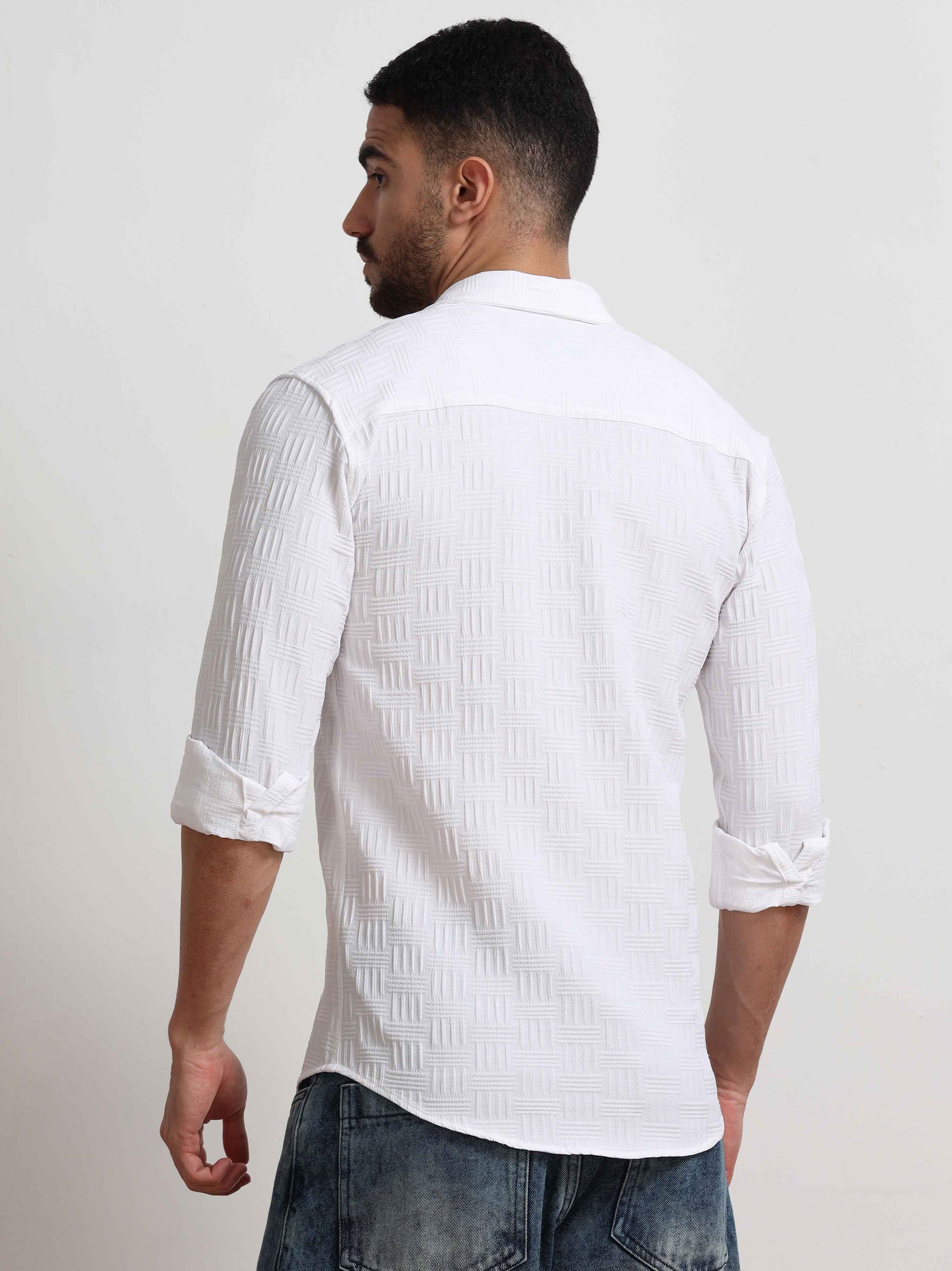 White Bricks Textured Shirt for Men