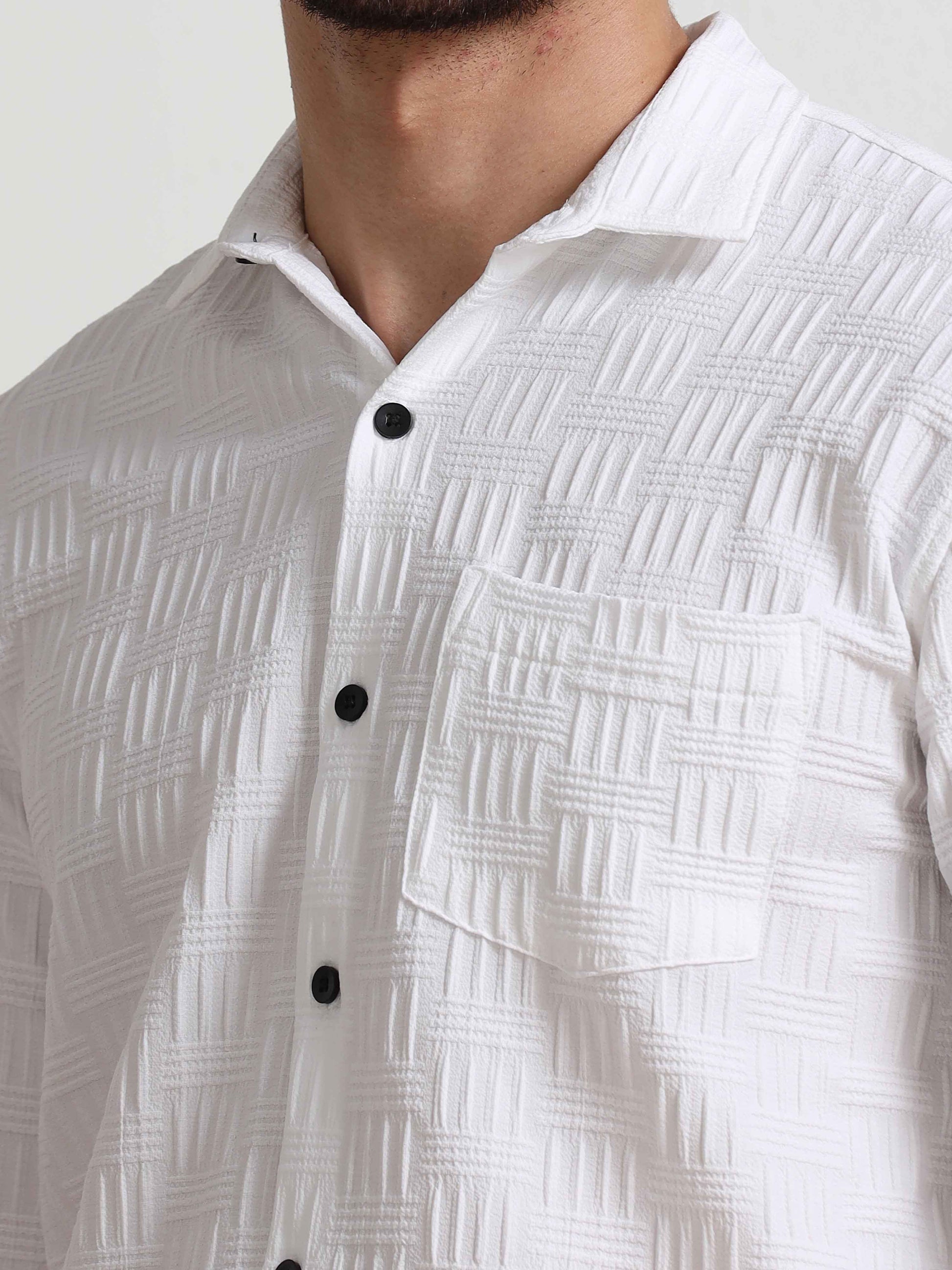 White Bricks Textured Shirt for Men