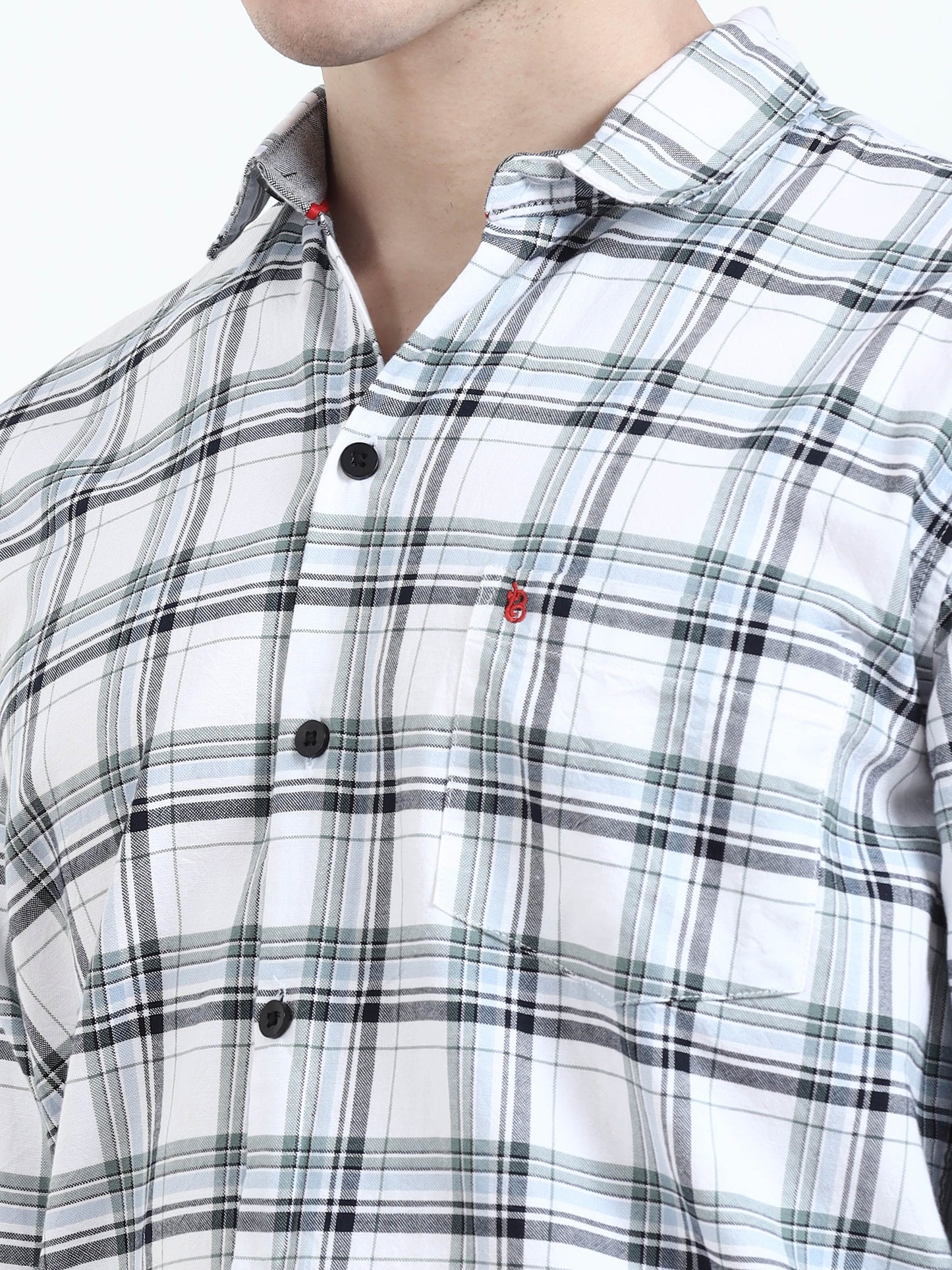 Classic Sky Blue White Check Shirt For Men