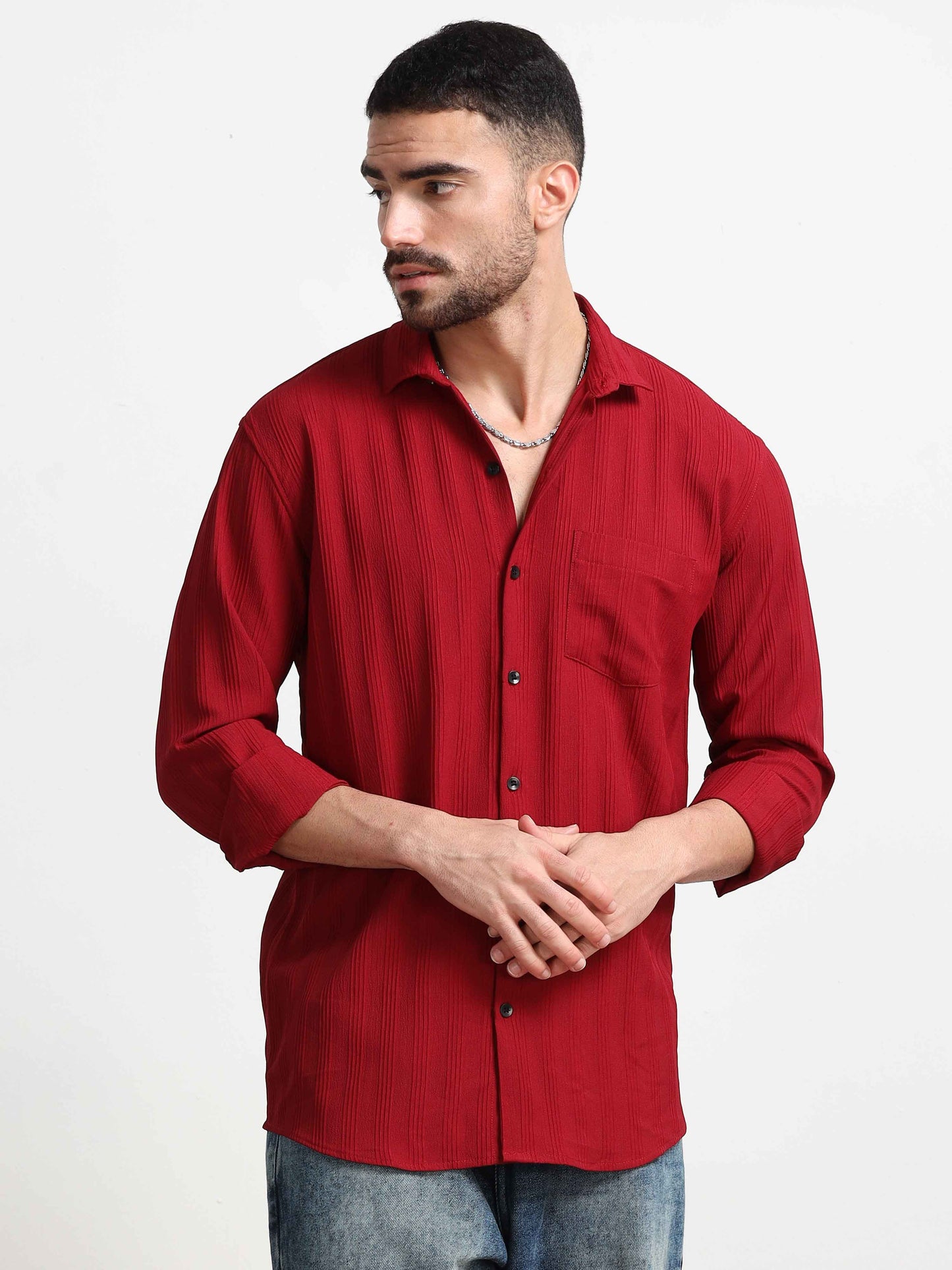 Bright Red Popcorn Shirt for Men