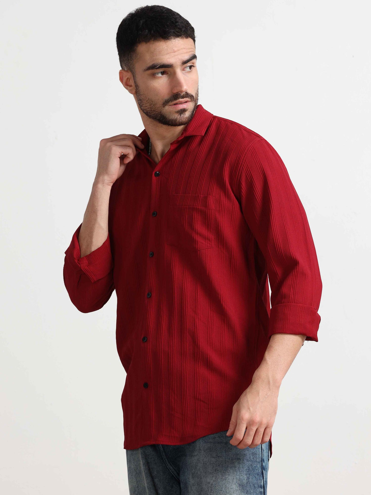 Bright Red Popcorn Shirt for Men