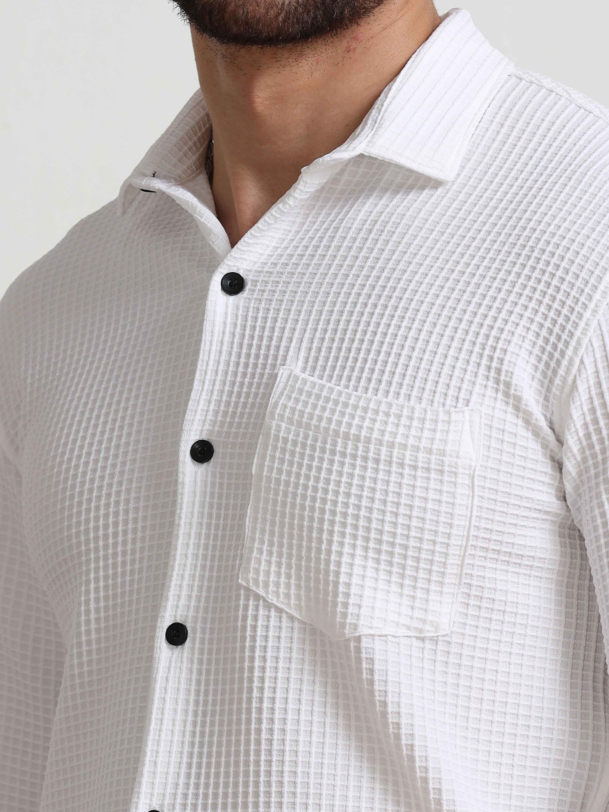 White Spread Collar Shirt for Men