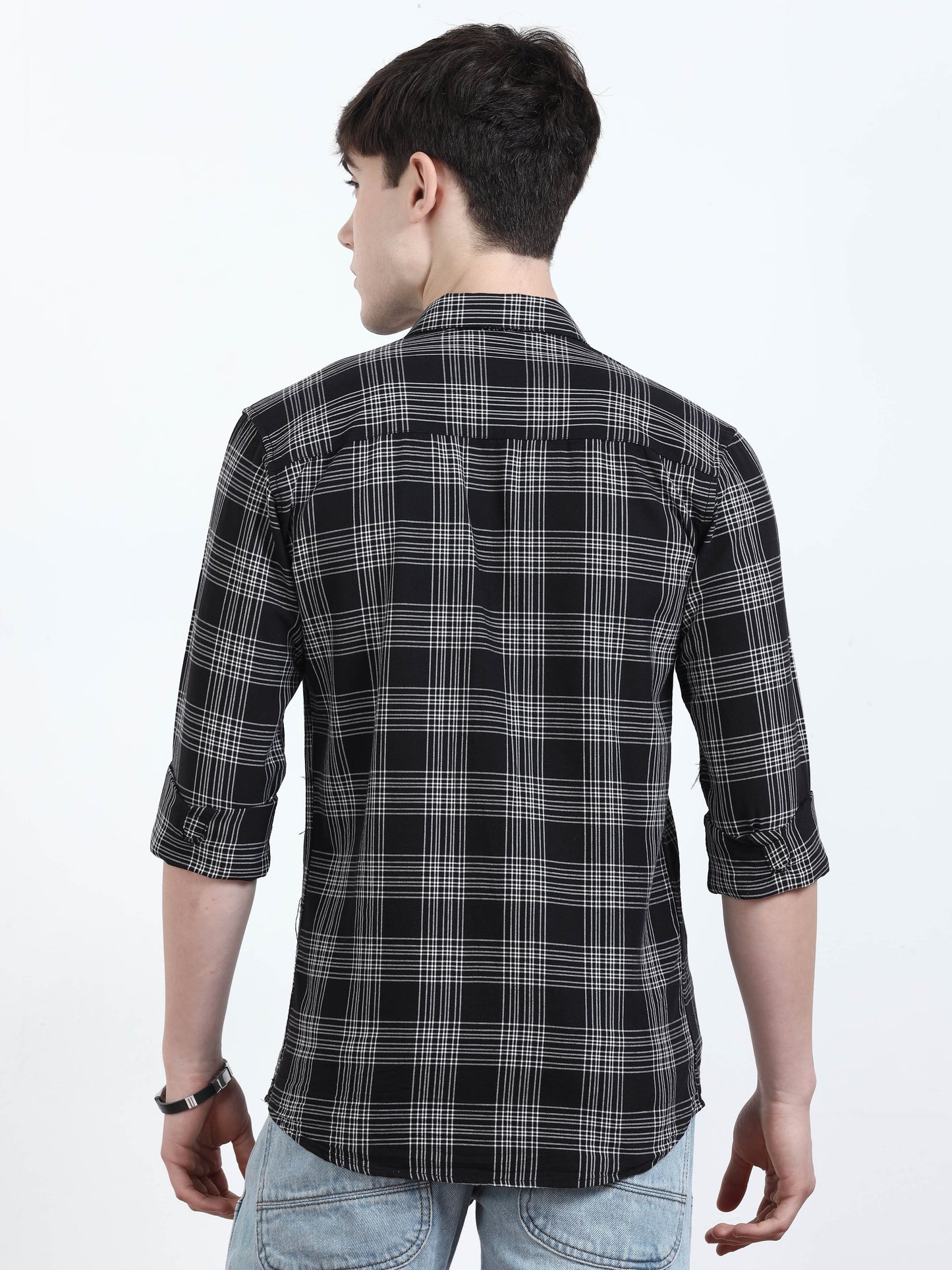 Classic Black And Grey Check Shirt  for men 