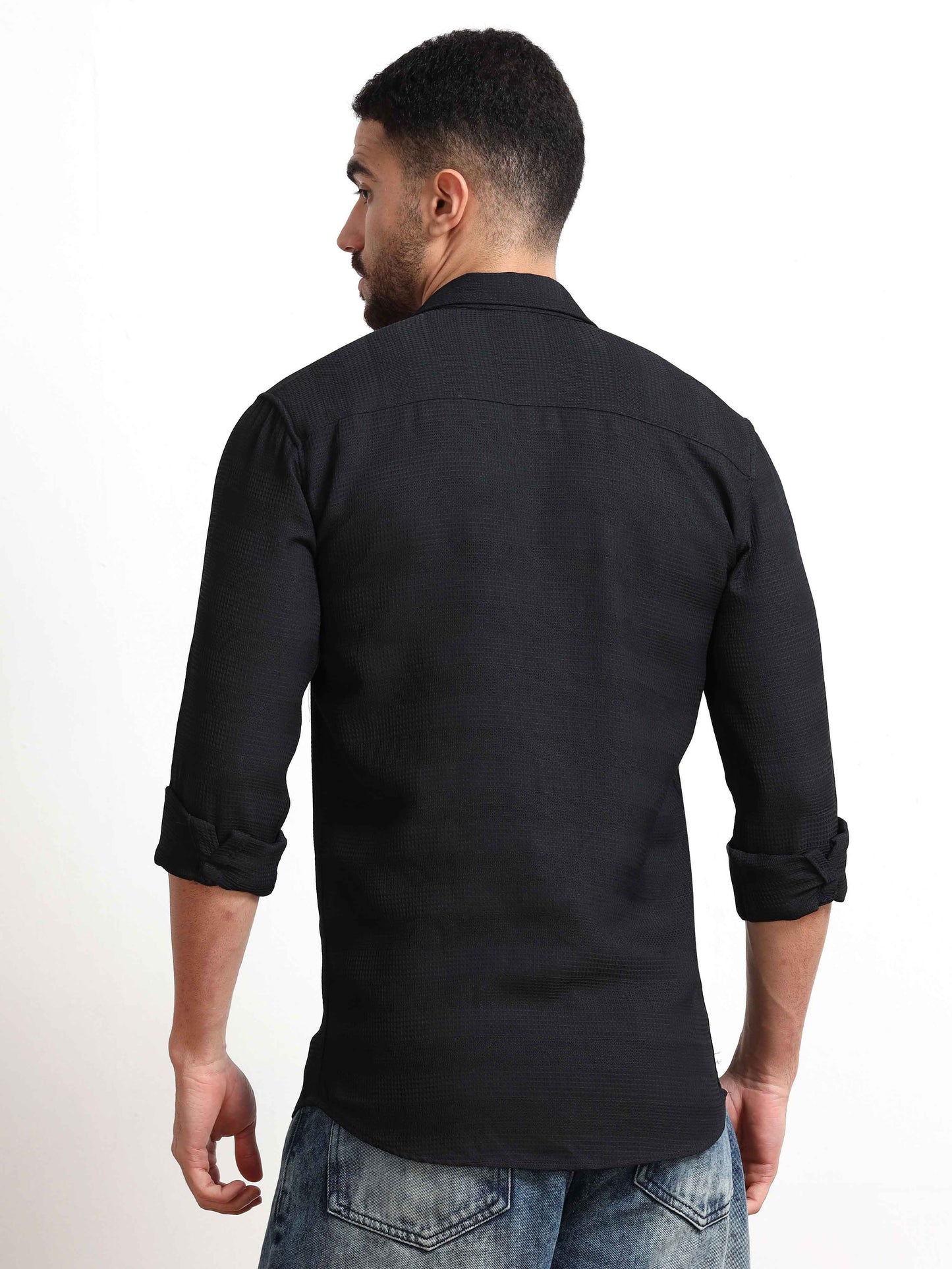 Black Textured Shirt for Men