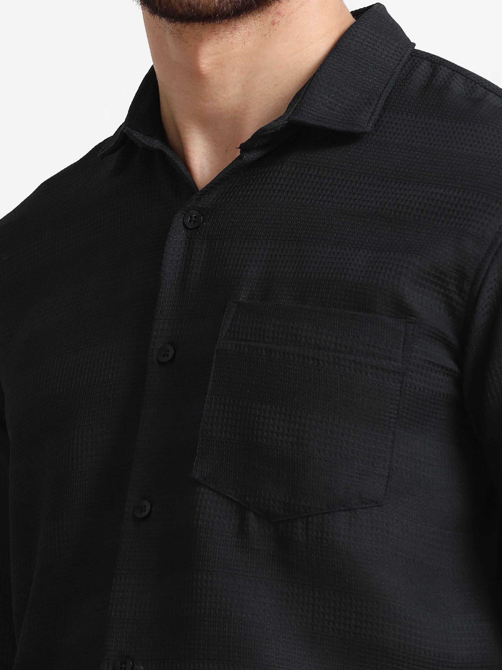 Black Textured Shirt for Men