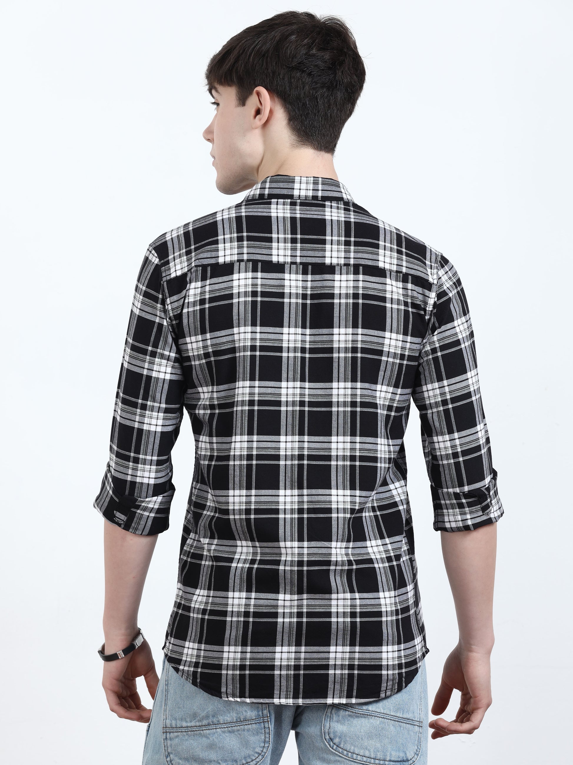 Classic Daisy And Black Check Shirt​ For Men