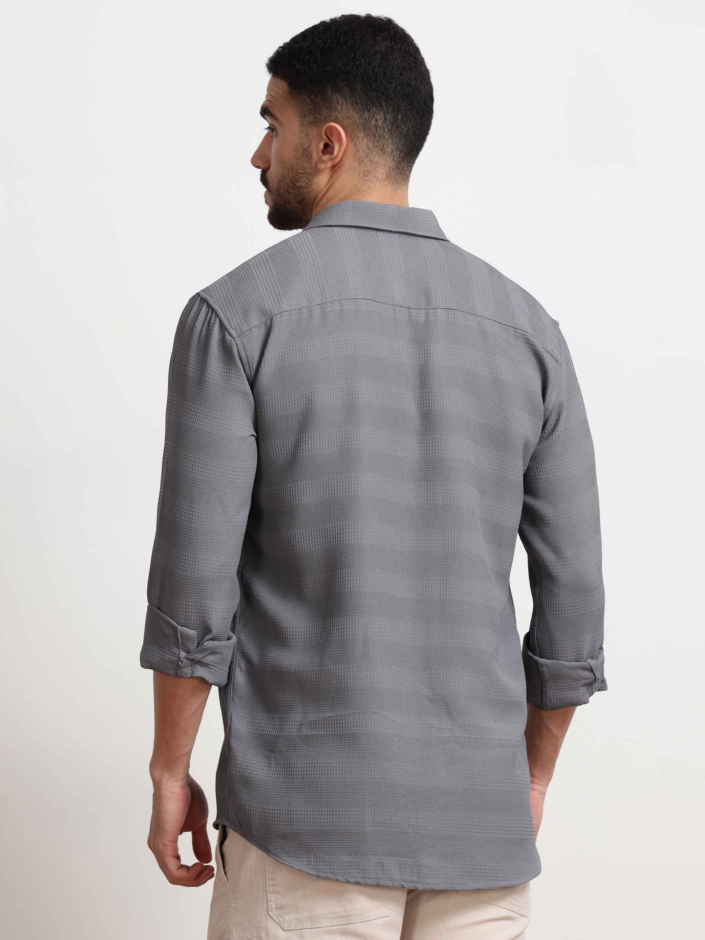 Grey Textured Shirt for Men