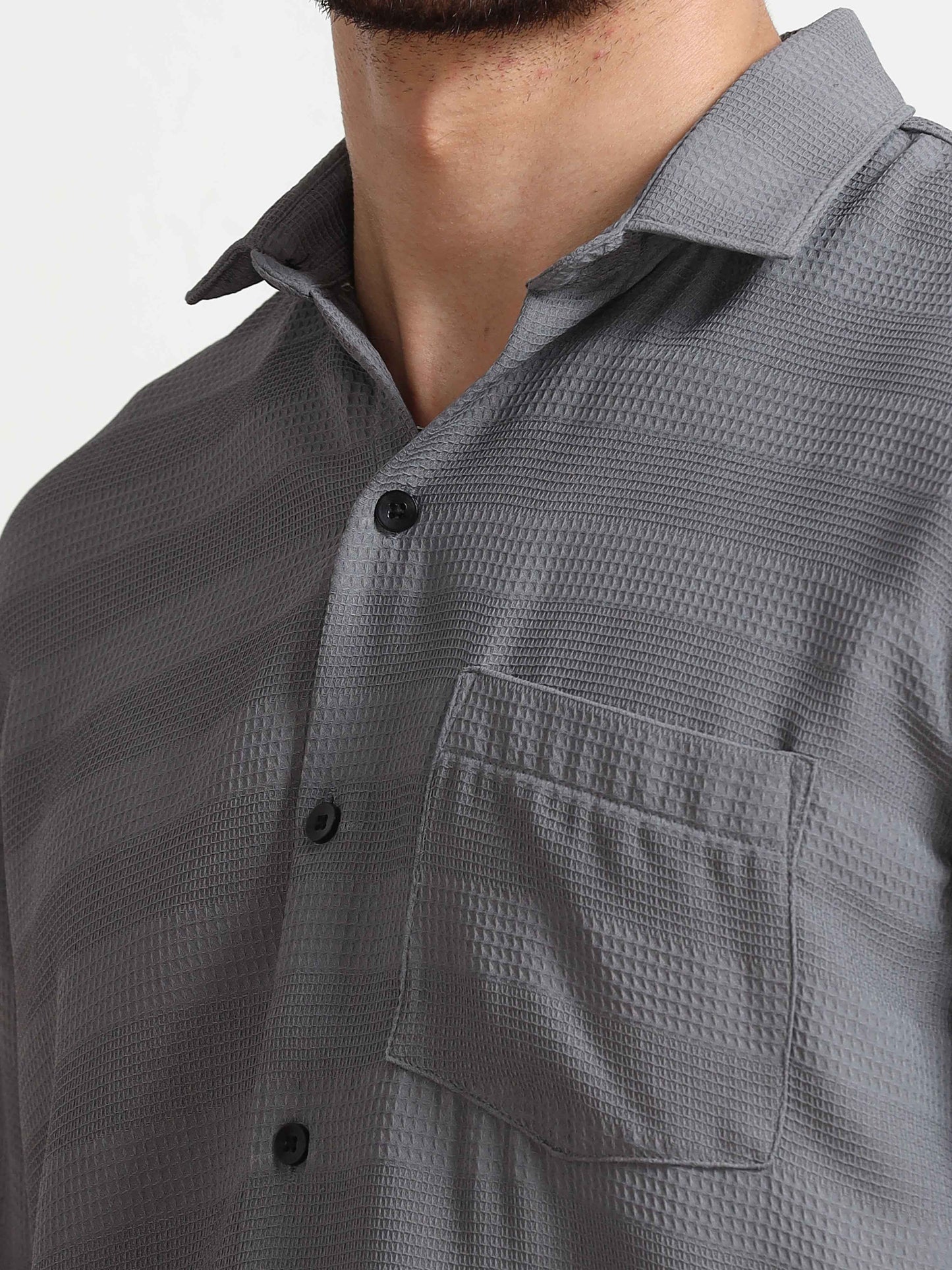 Grey Textured Shirt for Men