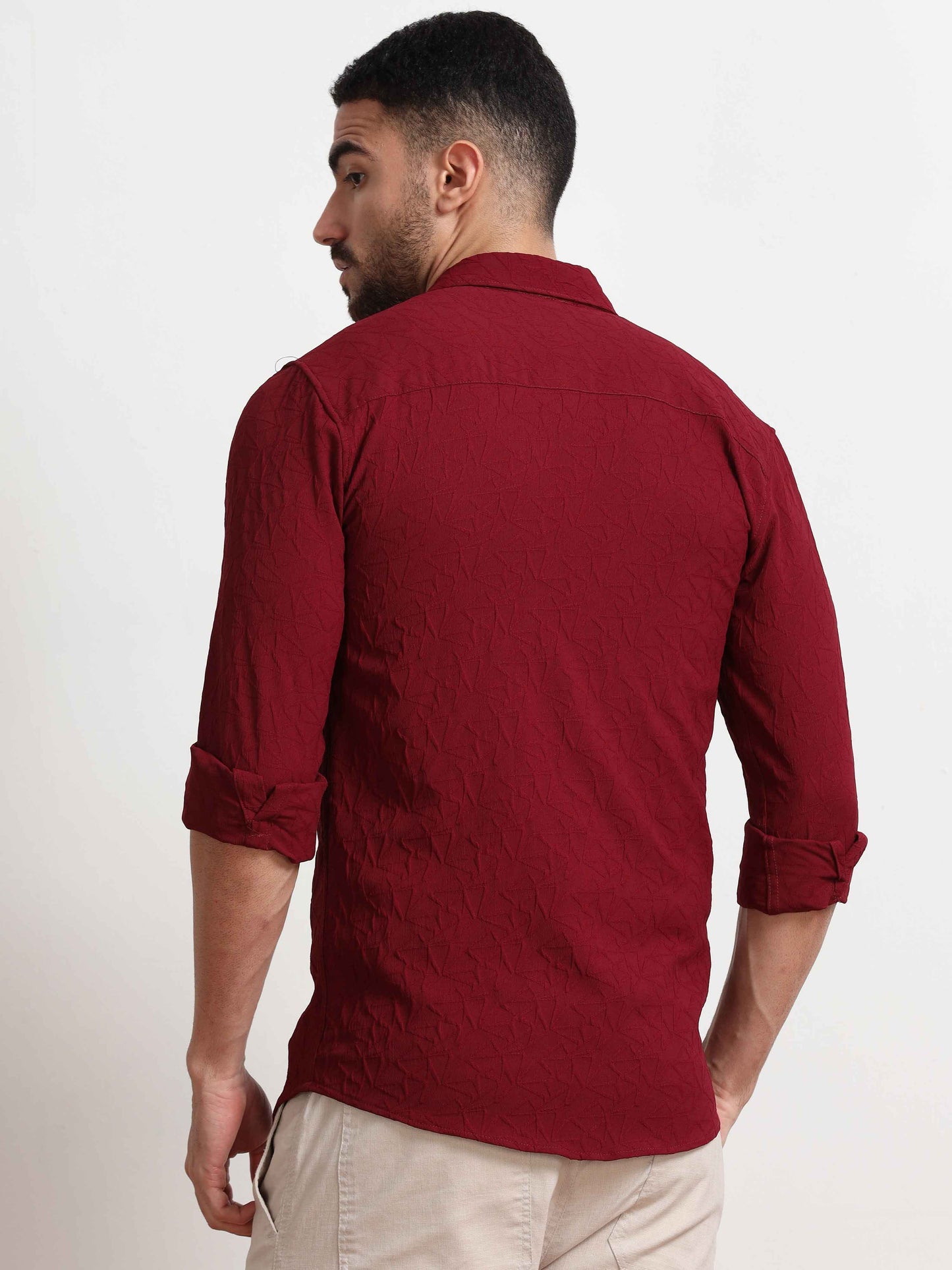 Textured Red Shirt for Men