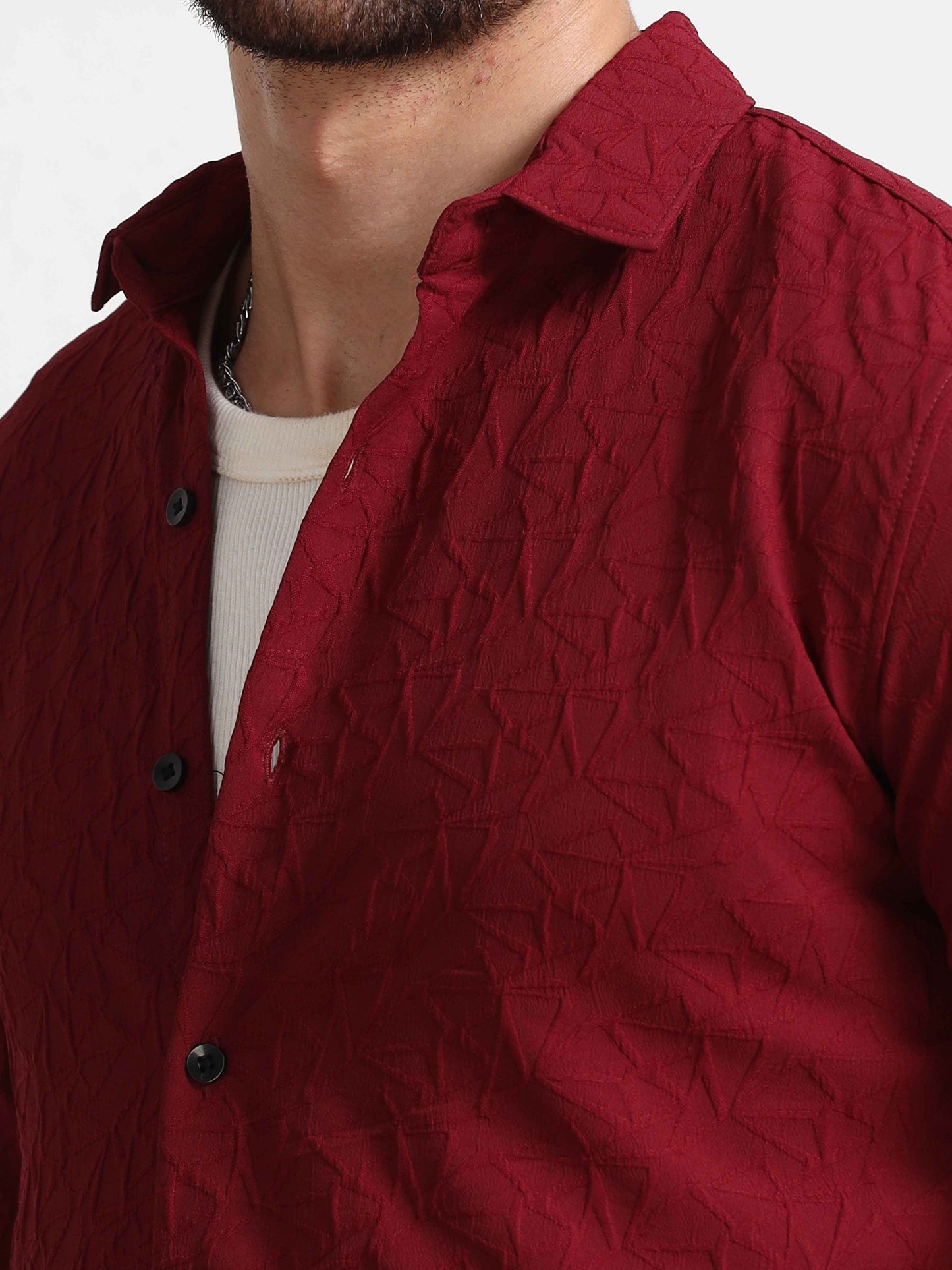 Textured Red Shirt for Men