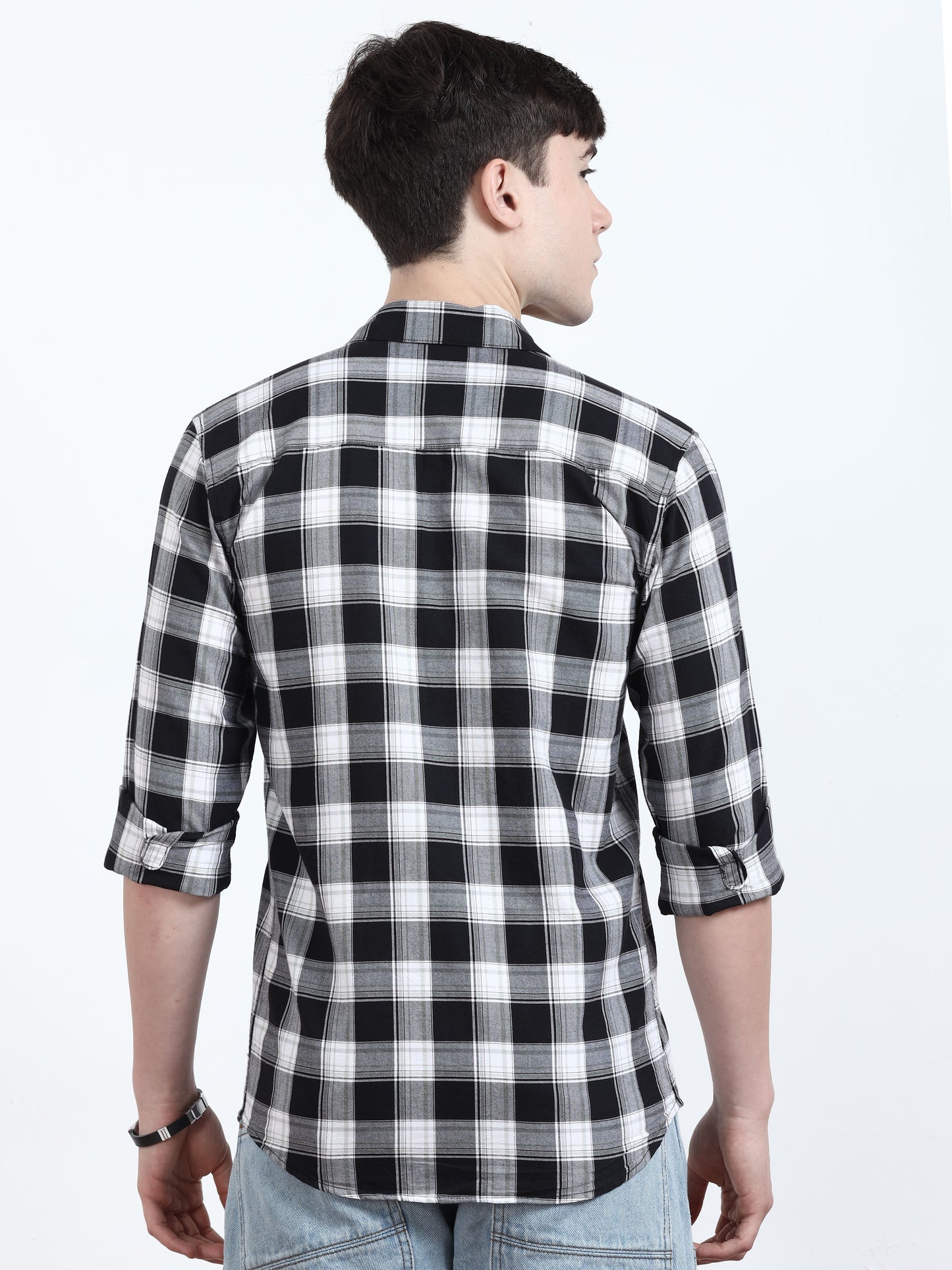 Classic Black White Check Shirt For Men